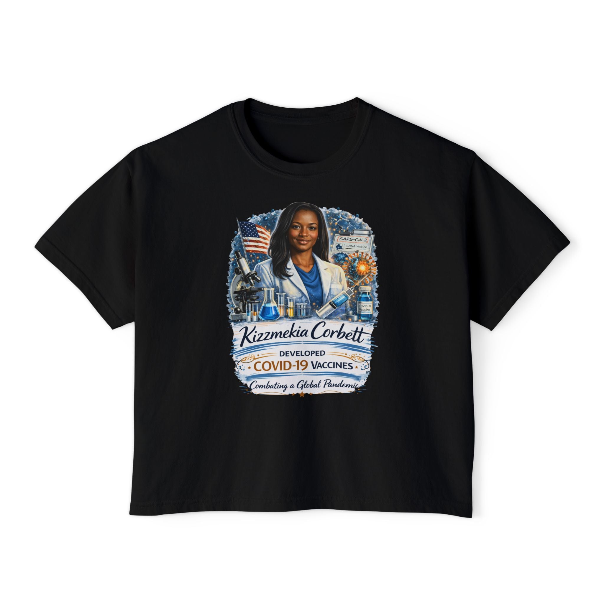 Kizzmekia Corbett Immunologist Tribute Boxy Graphic Tee