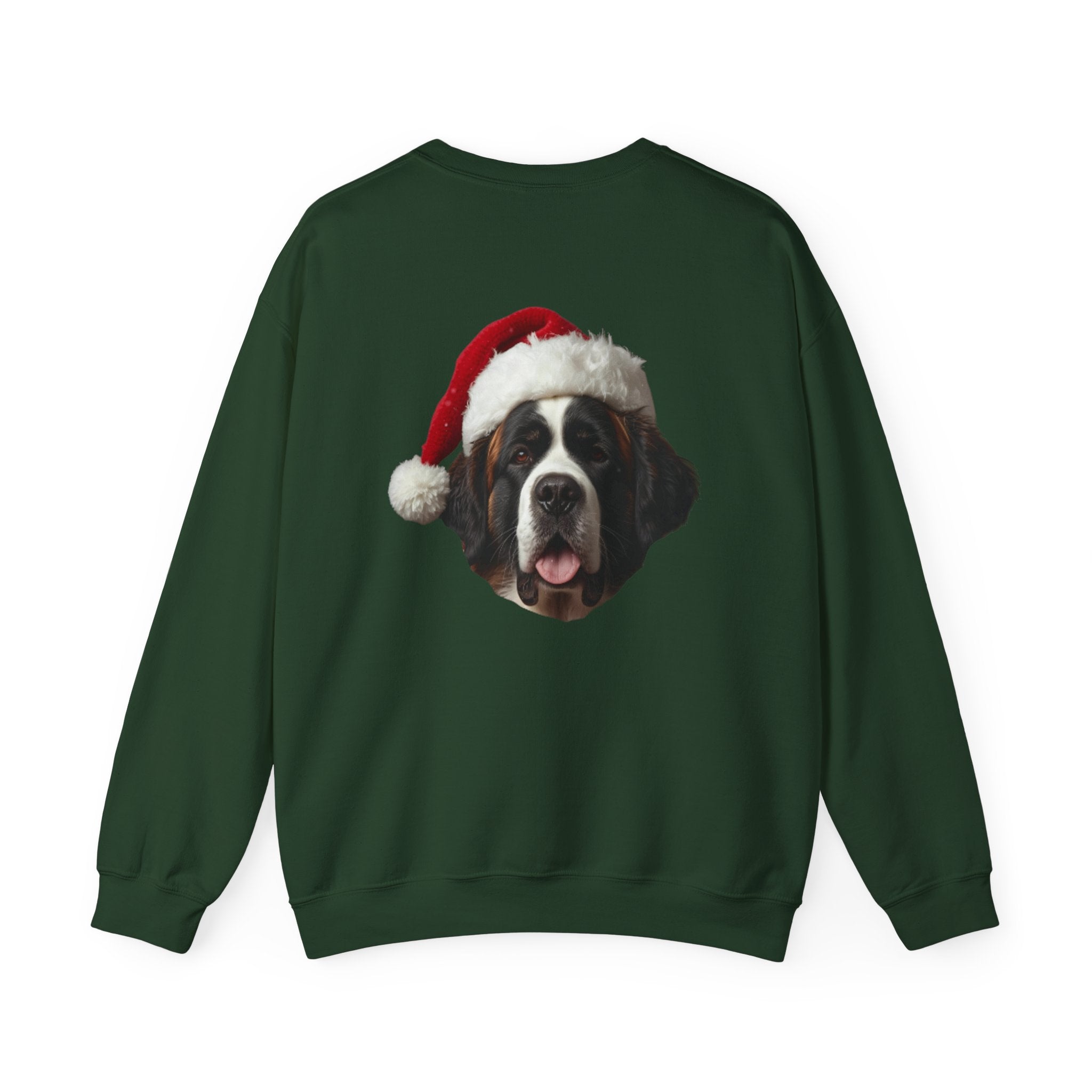 Saint Bernard Christmas Sweatshirt - "big paws, big claus." Holiday Crewneck