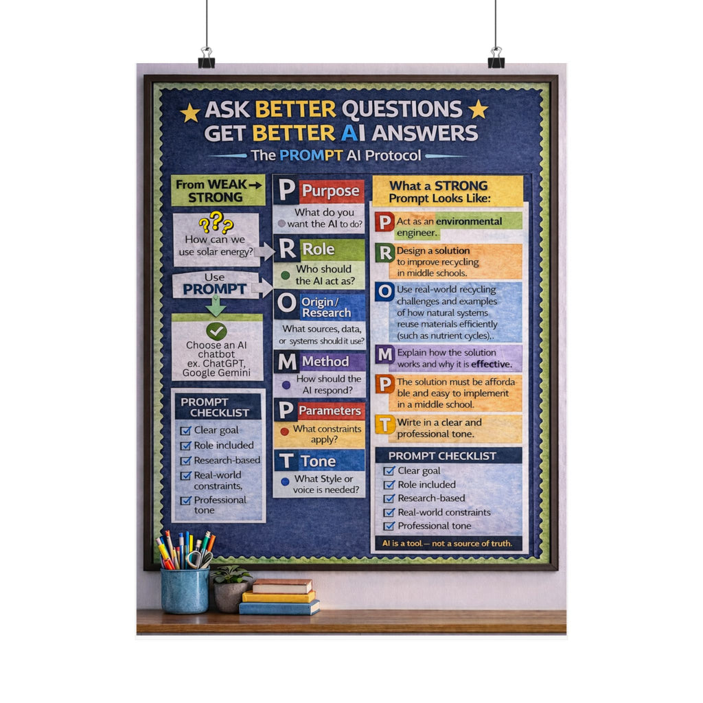 Strong AI Prompts using PROMPT- Educational Classroom Print