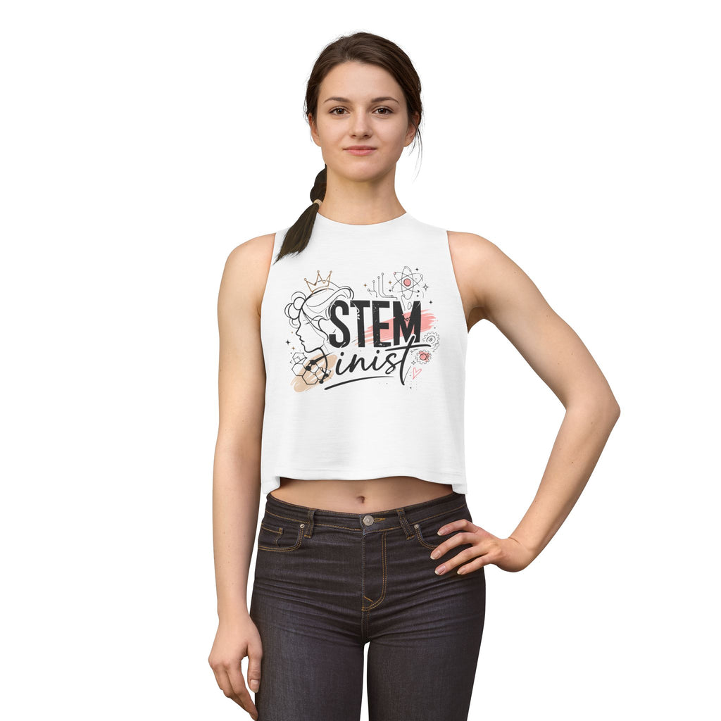 STEMinist Crown Women's Crop Top Feminist Science Graphic Tank for Girls, Engineers & STEM Students