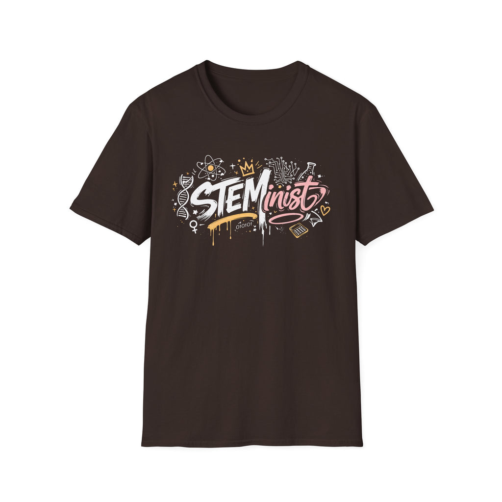 Adult STEMinist Graffiti T-Shirt — Feminist Science Design for Women in STEM