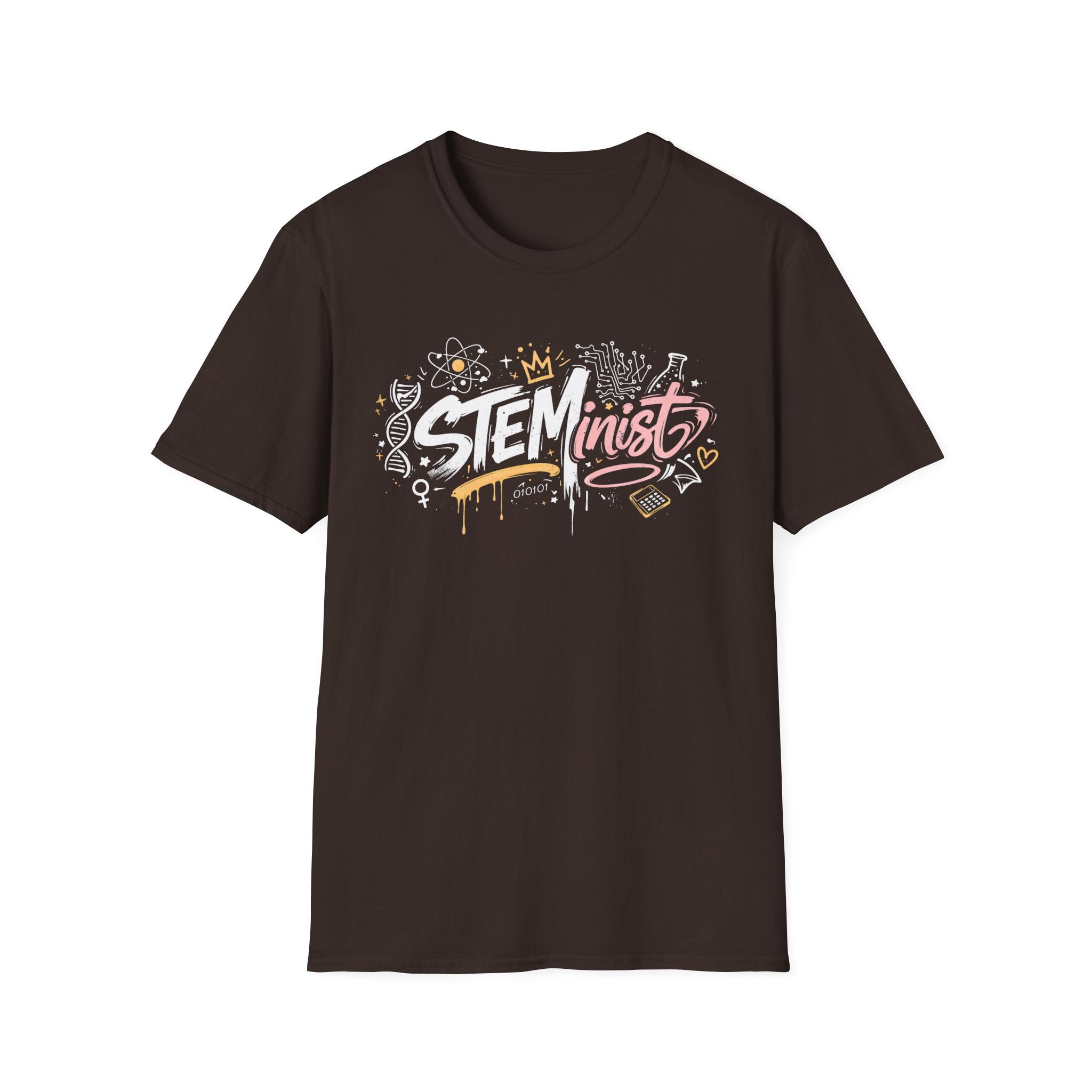 Adult STEMinist Graffiti T-Shirt — Feminist Science Design for Women in STEM