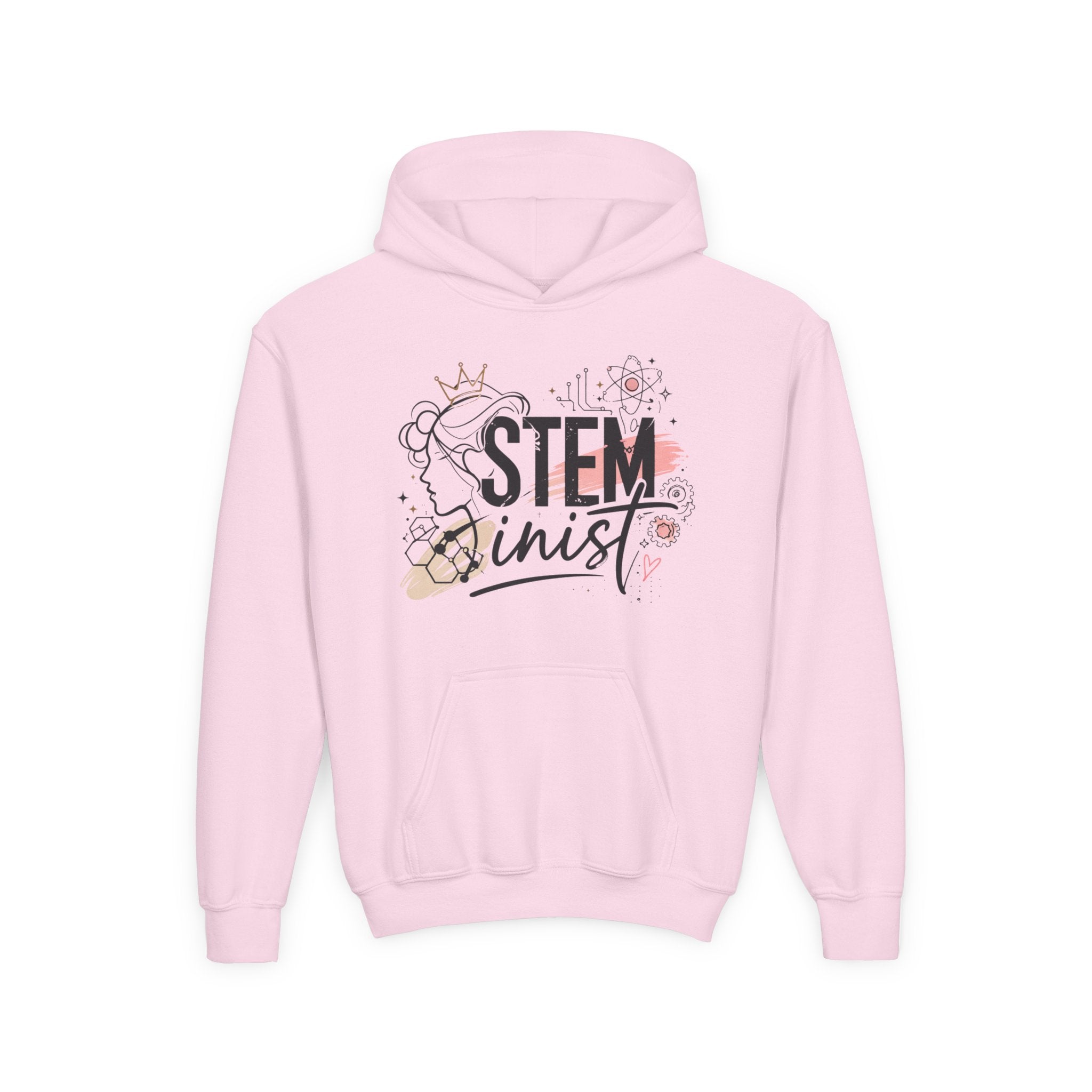 Youth STEMinist Crown Hoodie — Girls Science, Engineering, Math Empowerment Sweatshirt