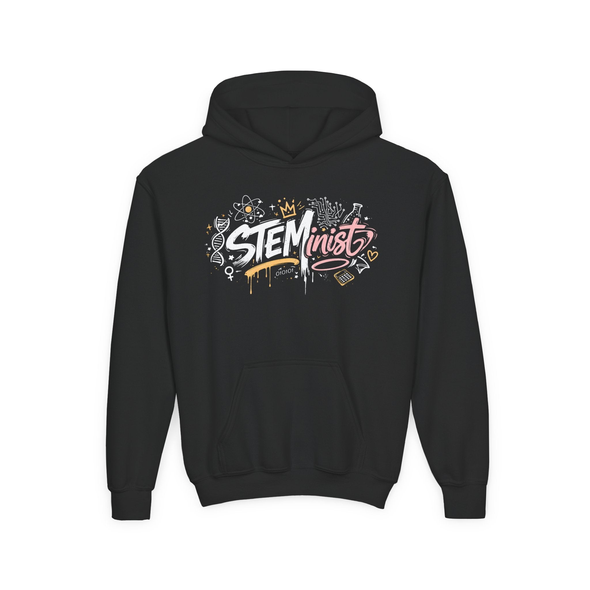 Youth STEMinist Graftti Hoodie — Girls Science, Engineering, Math Empowerment Sweatshirt