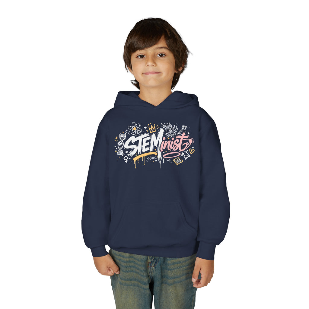 Youth STEMinist Graftti Hoodie — Girls Science, Engineering, Math Empowerment Sweatshirt