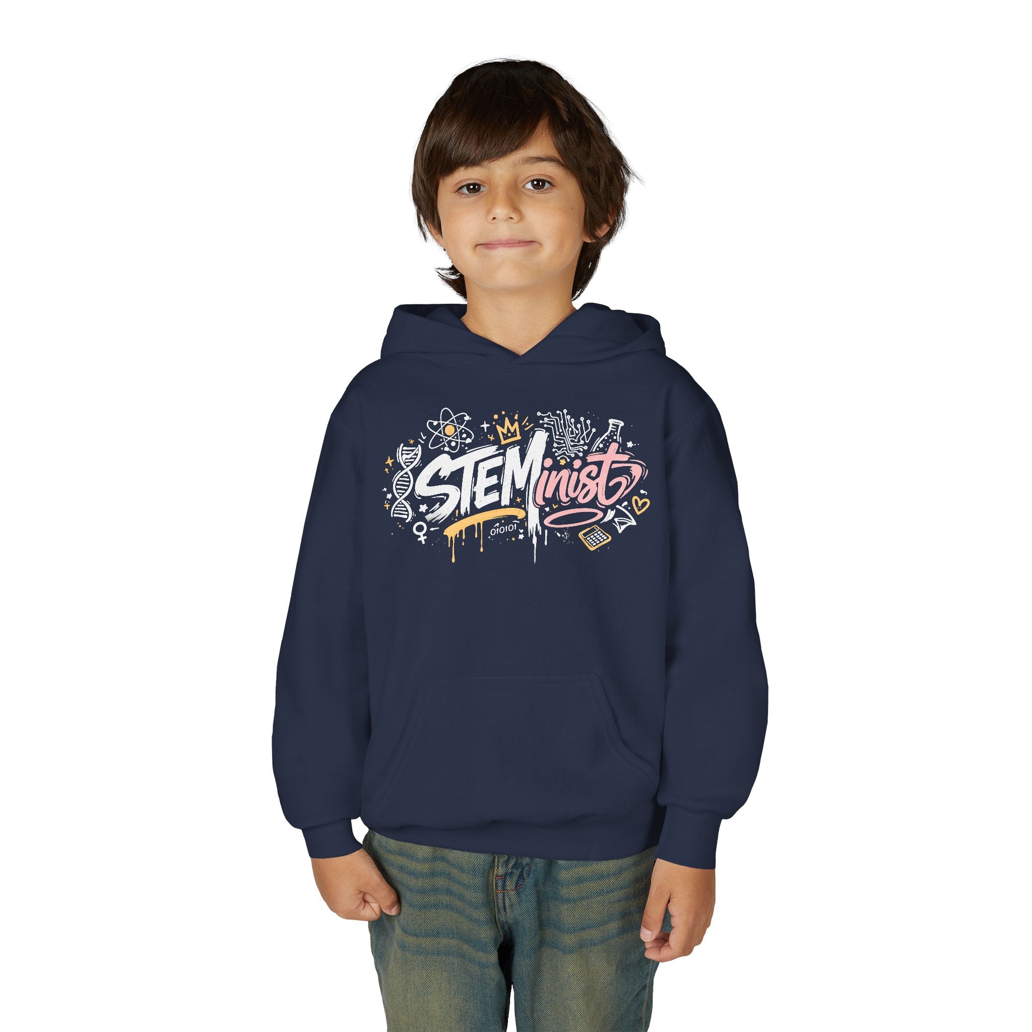 Youth STEMinist Graftti Hoodie — Girls Science, Engineering, Math Empowerment Sweatshirt