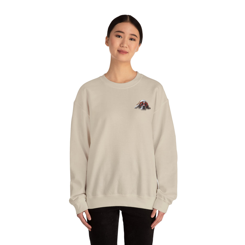 Saint Bernard Heart Glasses Sweatshirt - "big dog. big heart." Crewneck