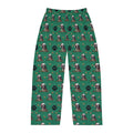 Saint Bernard Pattern Pajama Pants — Green Paw Print Sleep Lounge Pants