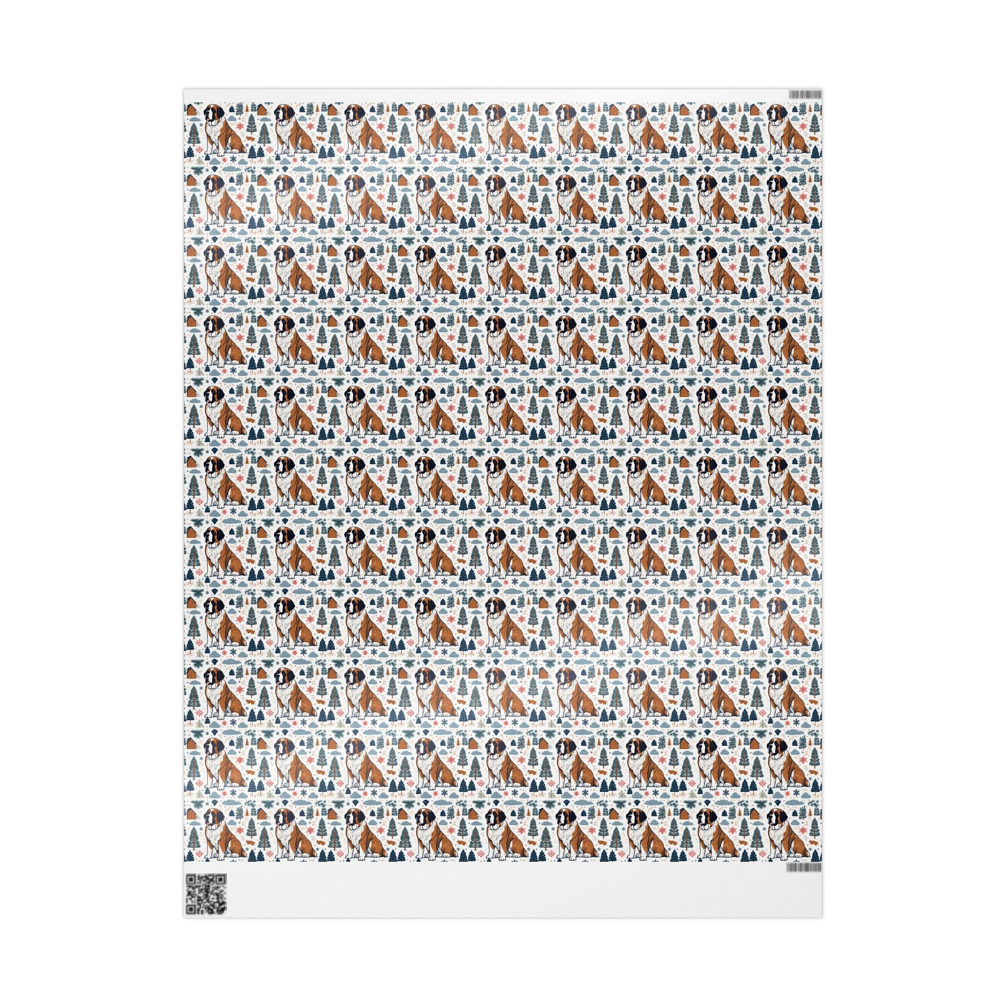 Wrapping Paper Roll — Festive Saint Bernard Pattern Holiday Gift Wrap