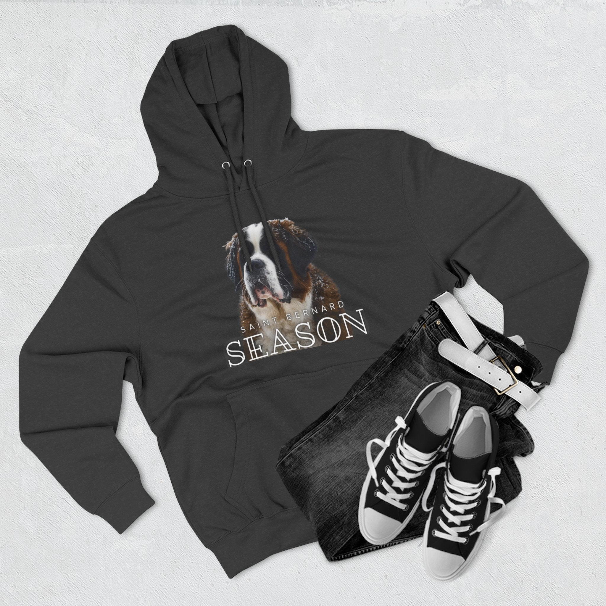 St. Bernard 'Season' Hoodie — Cozy Dog Portrait Fleece Hoodie