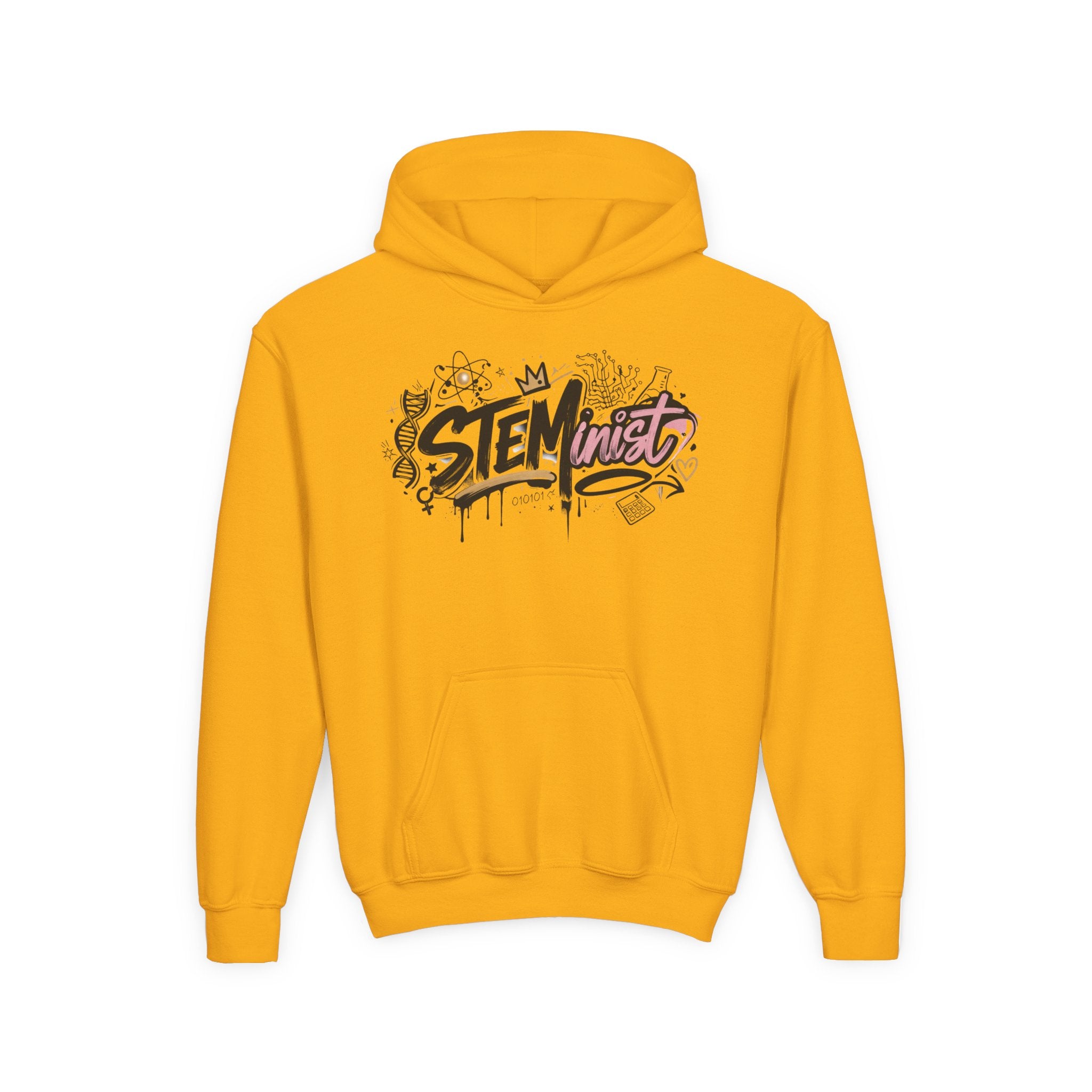 Youth STEMinist Graftti Hoodie — Girls Science, Engineering, Math Empowerment Sweatshirt