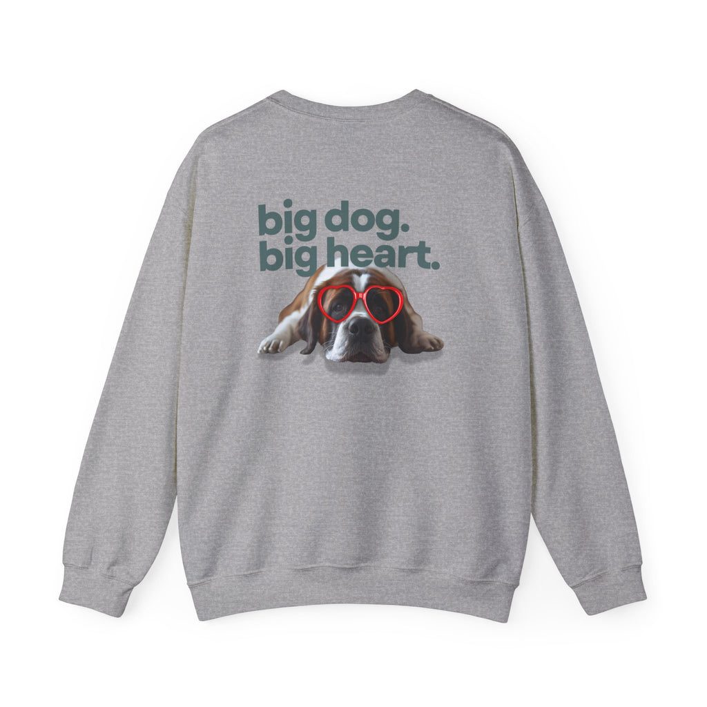 Saint Bernard Heart Glasses Sweatshirt - "big dog. big heart." Crewneck