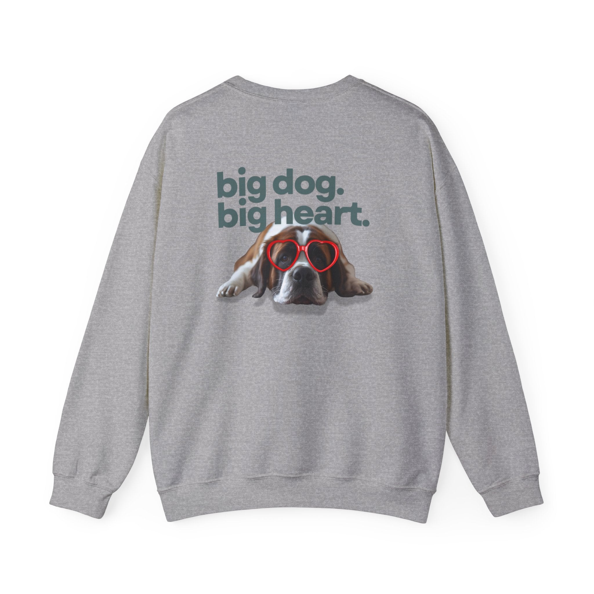 Saint Bernard Heart Glasses Sweatshirt - "big dog. big heart." Crewneck