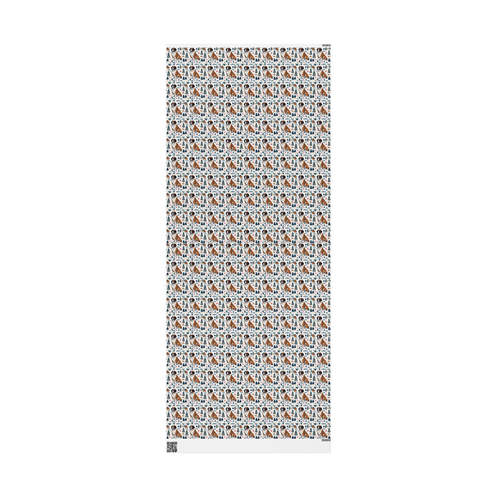 Wrapping Paper Roll — Festive Saint Bernard Pattern Holiday Gift Wrap