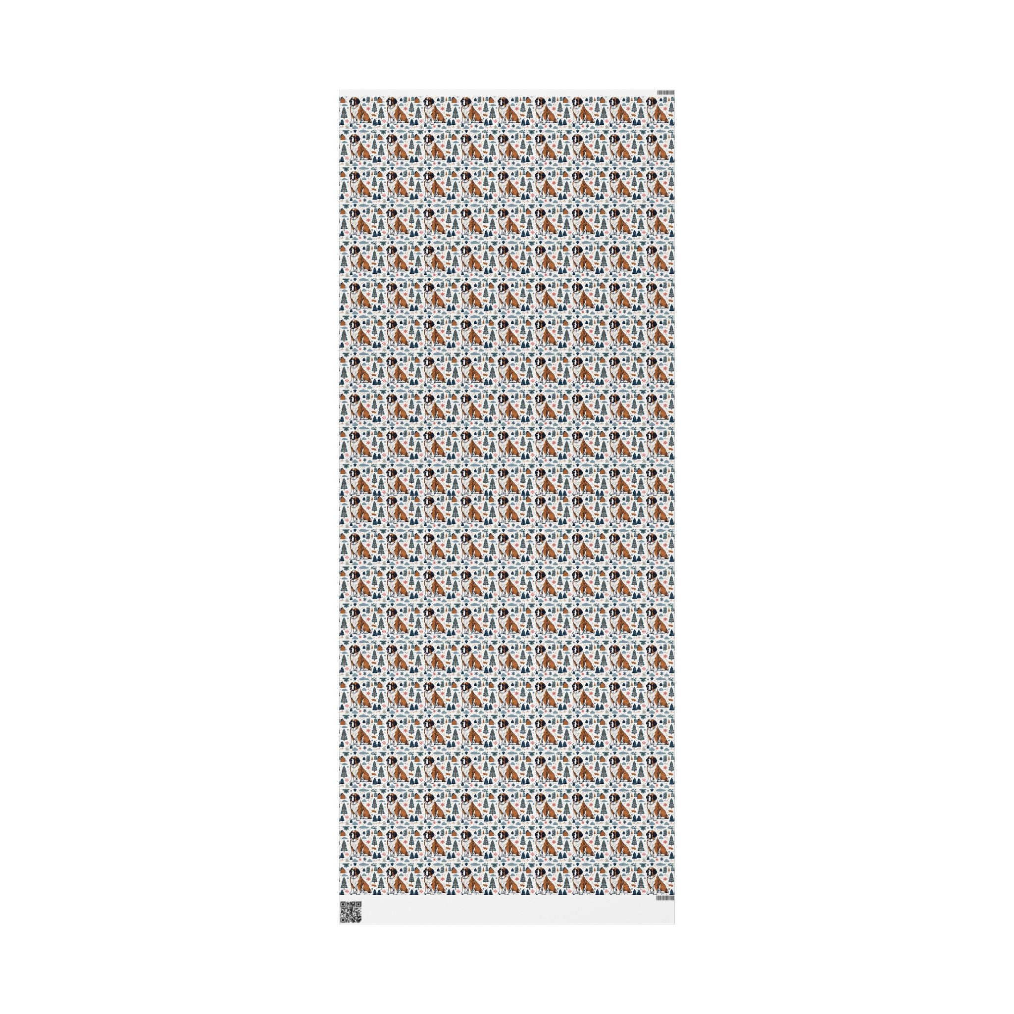 Wrapping Paper Roll — Festive Saint Bernard Pattern Holiday Gift Wrap