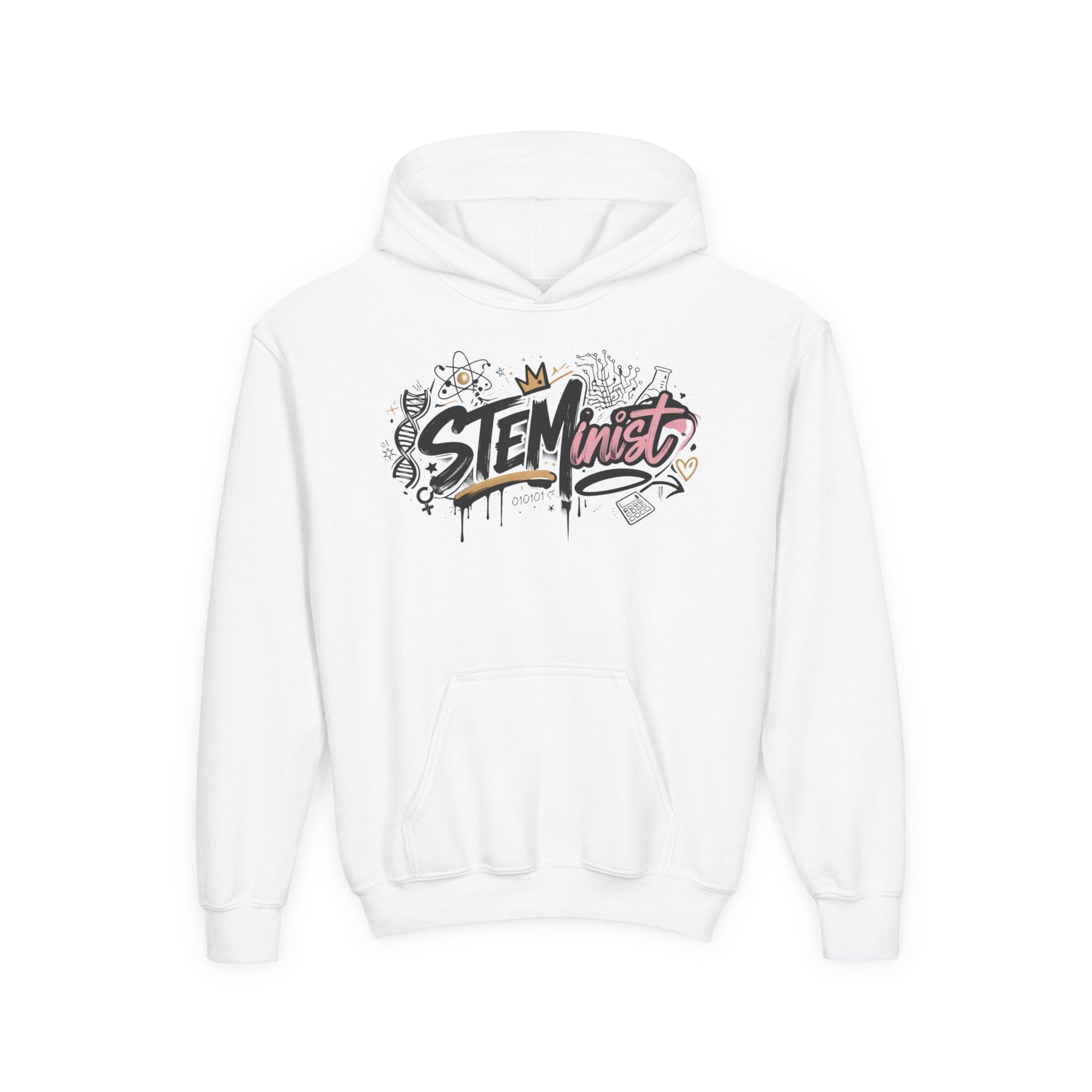 Youth STEMinist Graftti Hoodie — Girls Science, Engineering, Math Empowerment Sweatshirt