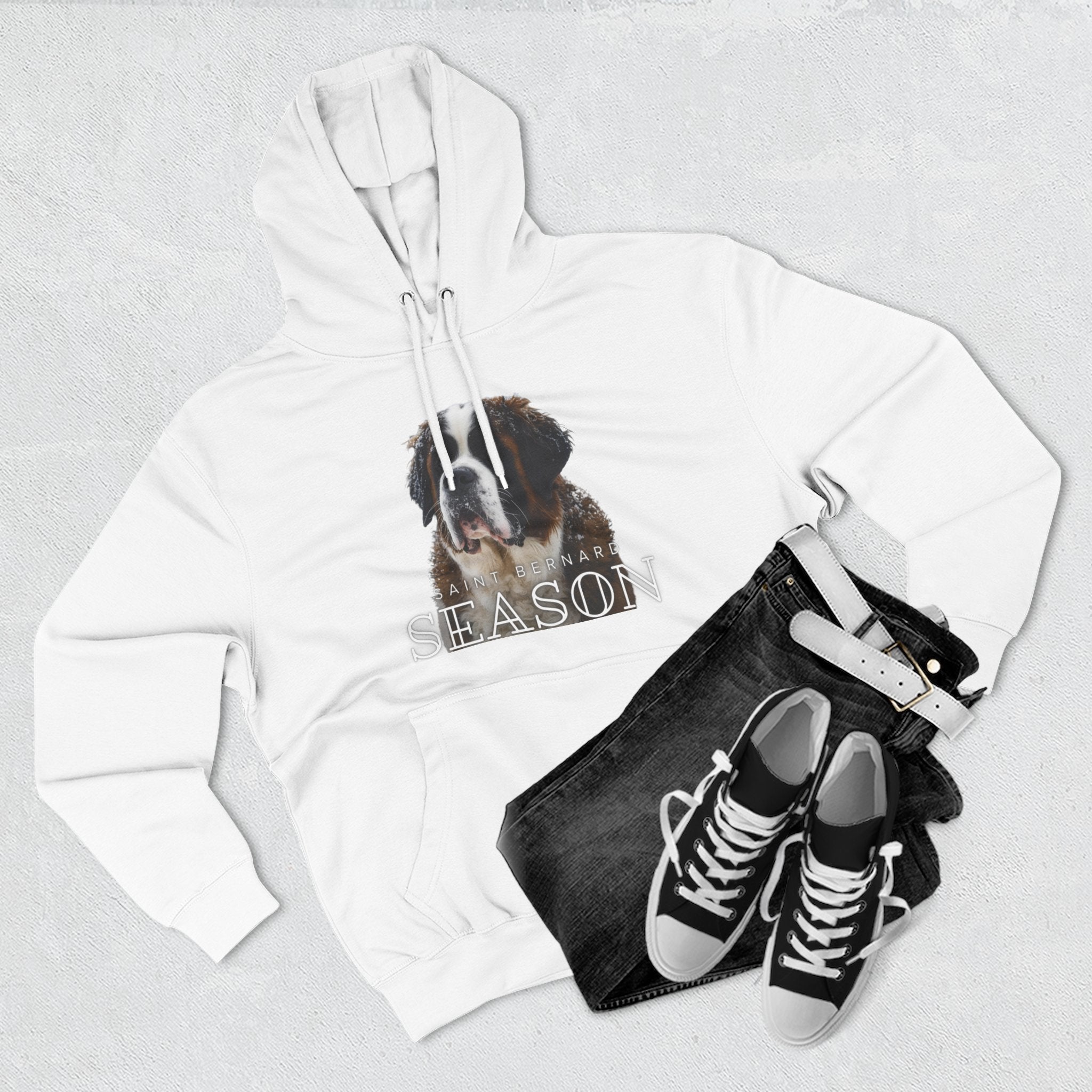 St. Bernard 'Season' Hoodie — Cozy Dog Portrait Fleece Hoodie