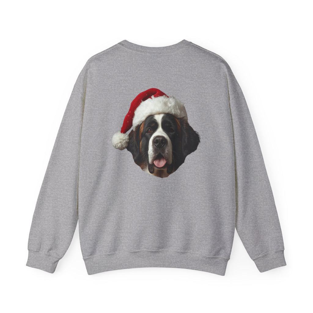 Saint Bernard Christmas Sweatshirt - "big paws, big claus." Holiday Crewneck