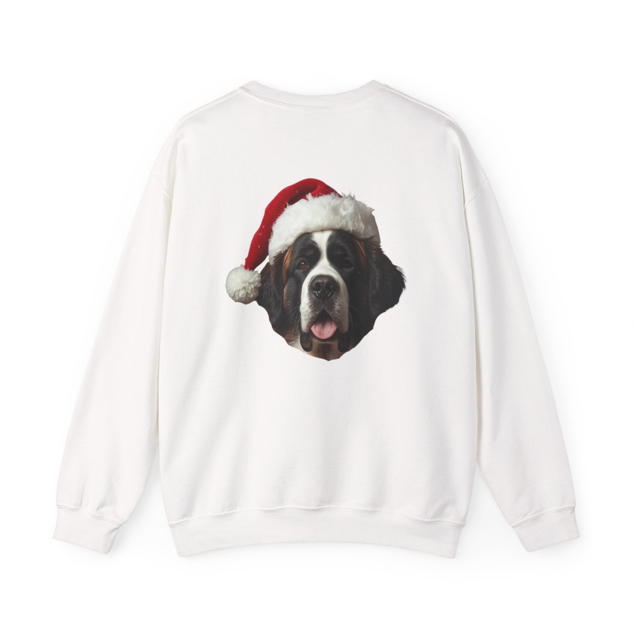 Saint Bernard Christmas Sweatshirt - "big paws, big claus." Holiday Crewneck