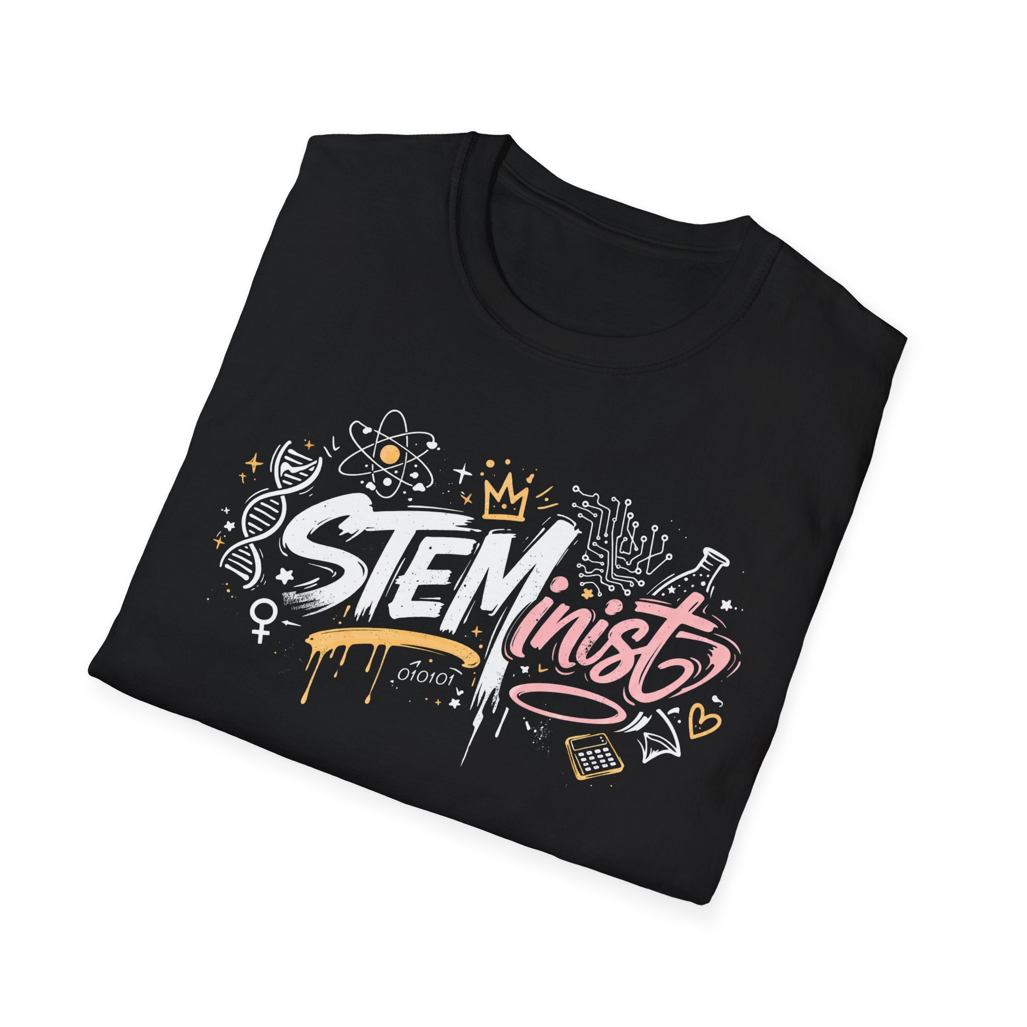 Adult STEMinist Graffiti T-Shirt — Feminist Science Design for Women in STEM