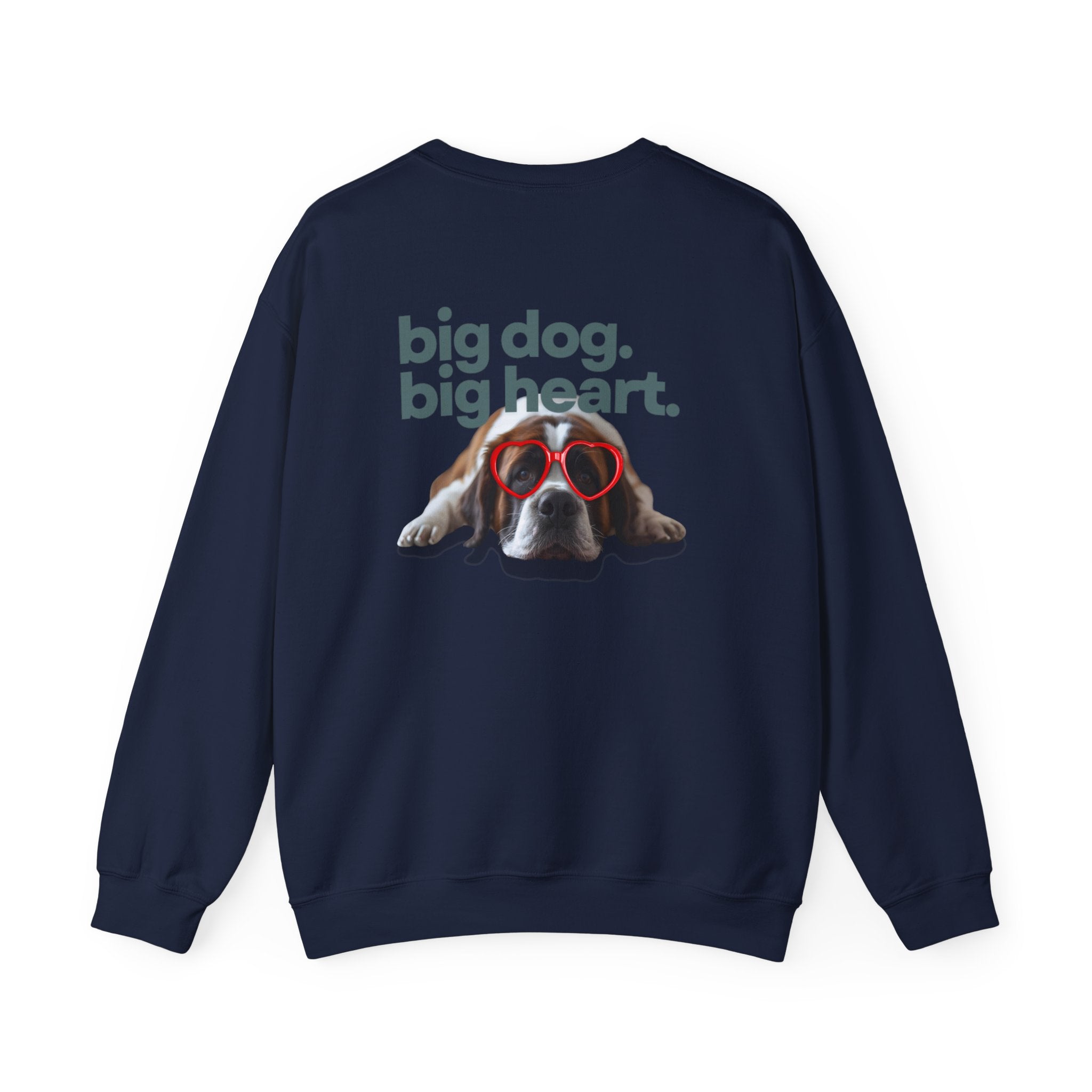 Saint Bernard Heart Glasses Sweatshirt - "big dog. big heart." Crewneck