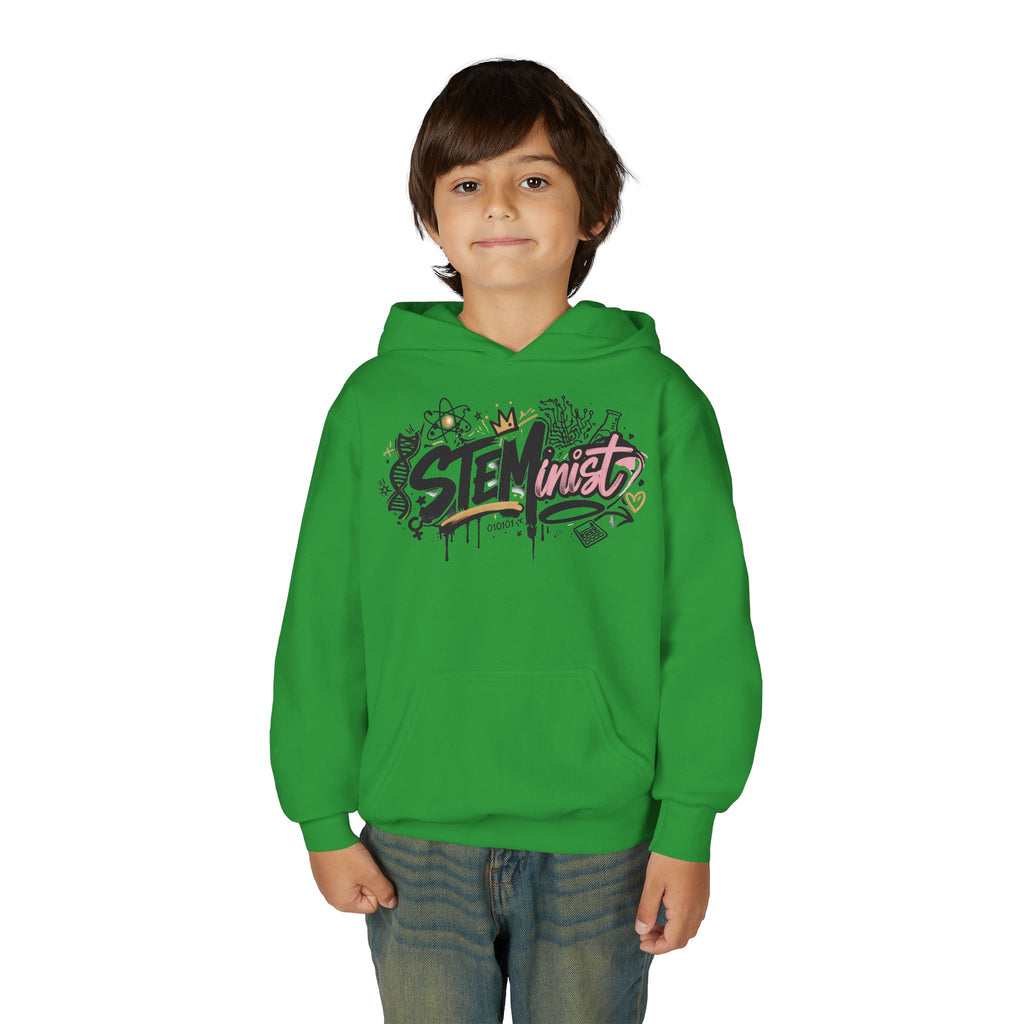 Youth STEMinist Graftti Hoodie — Girls Science, Engineering, Math Empowerment Sweatshirt