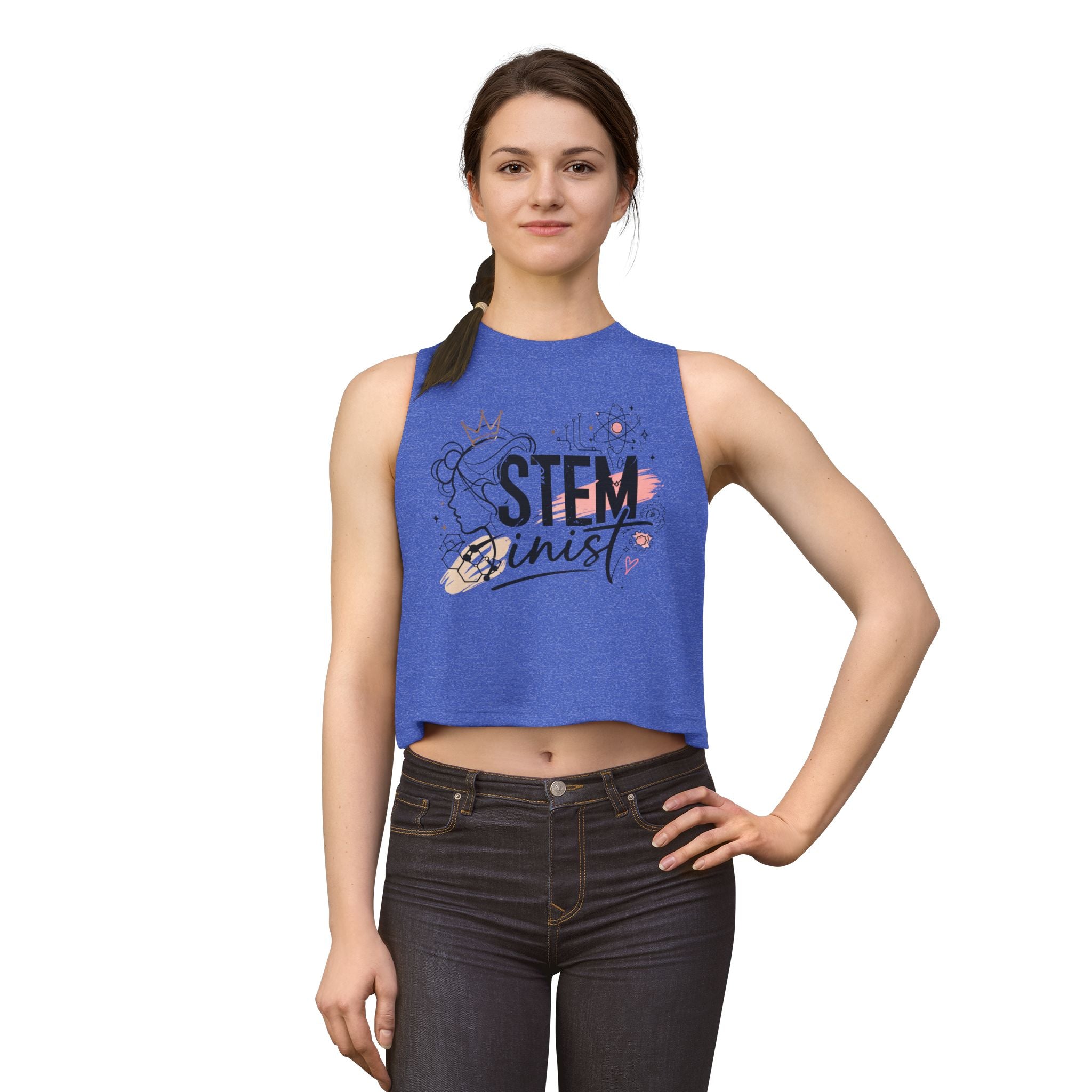 STEMinist Crown Women's Crop Top Feminist Science Graphic Tank for Girls, Engineers & STEM Students
