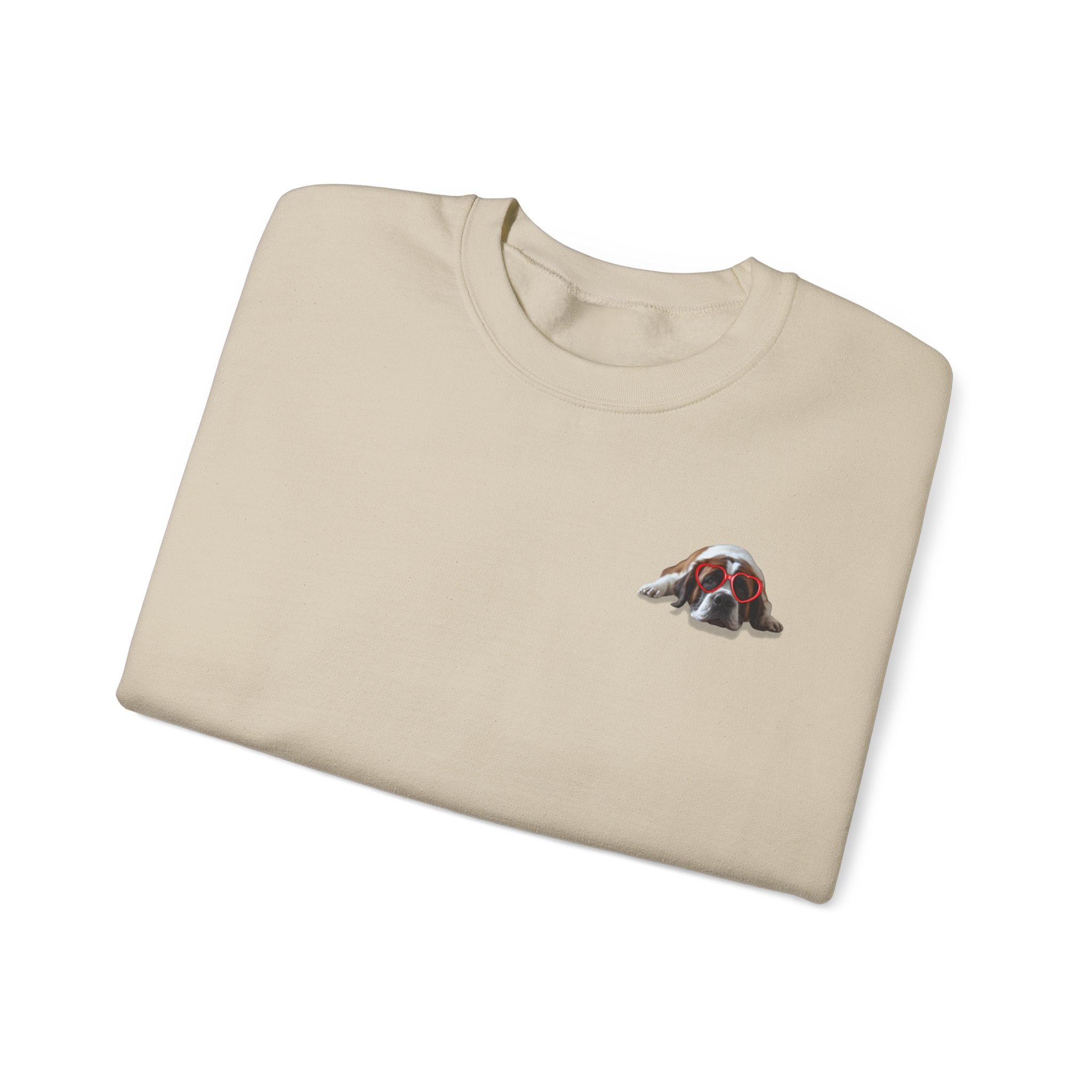Saint Bernard Heart Glasses Sweatshirt - "big dog. big heart." Crewneck