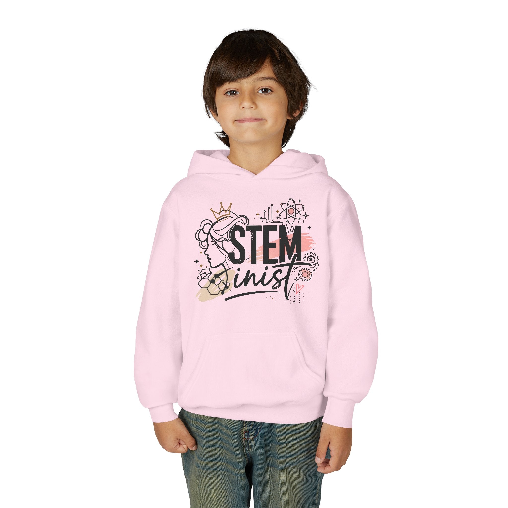 Youth STEMinist Crown Hoodie — Girls Science, Engineering, Math Empowerment Sweatshirt