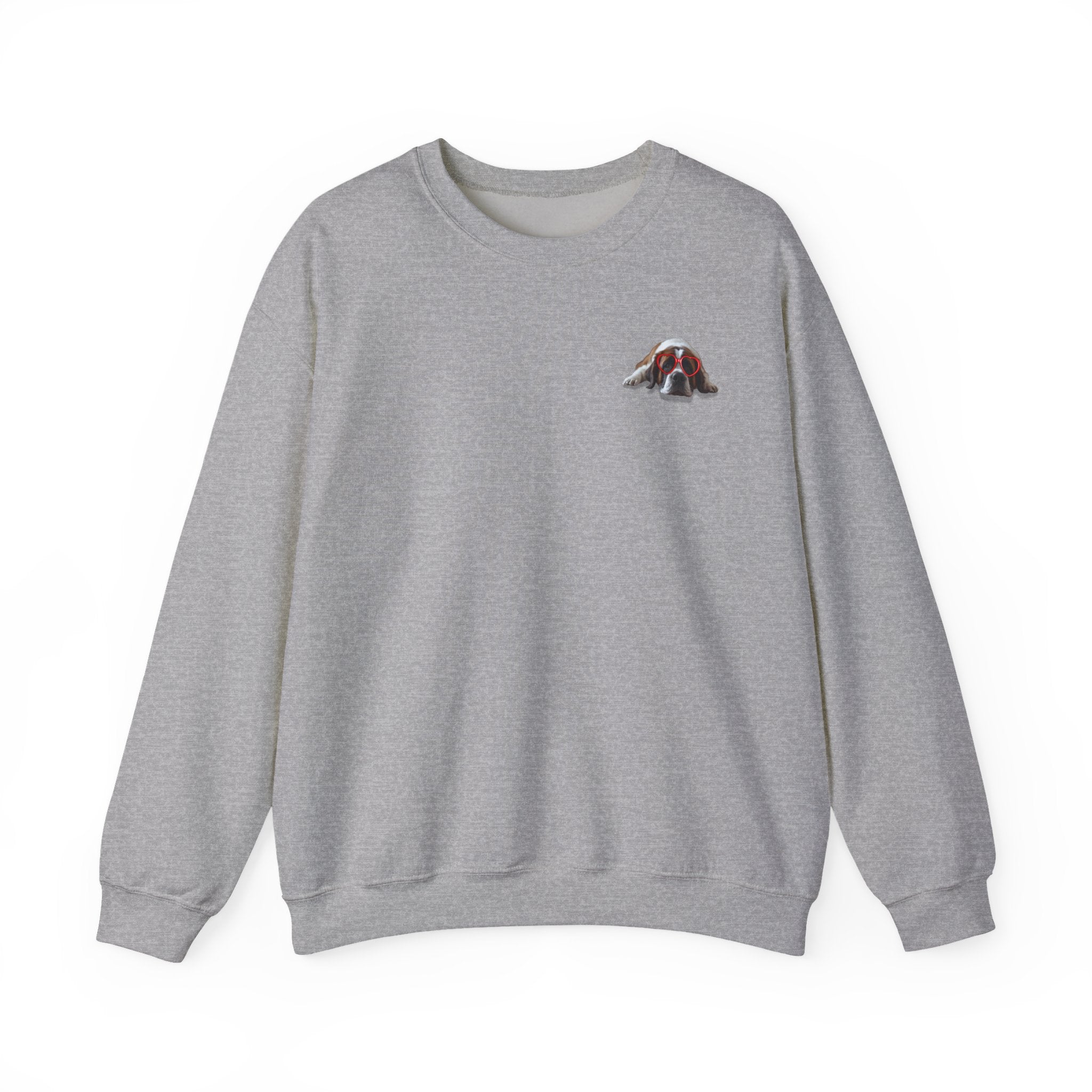 Saint Bernard Heart Glasses Sweatshirt - "big dog. big heart." Crewneck
