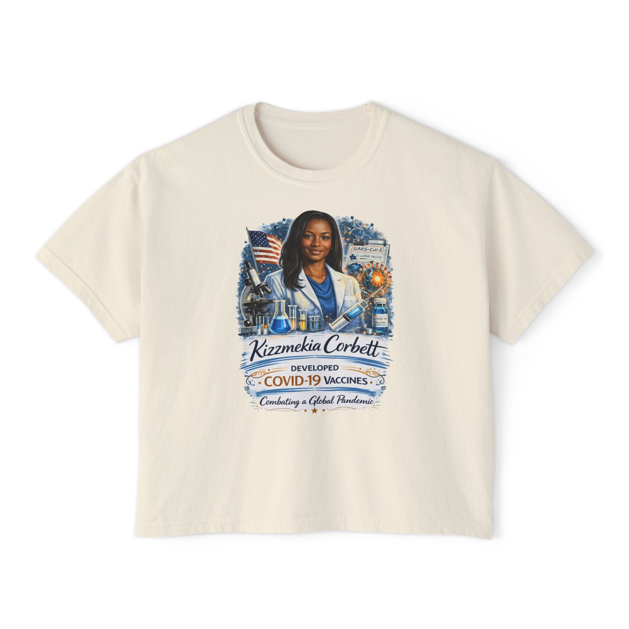 Kizzmekia Corbett Immunologist Tribute Boxy Graphic Tee