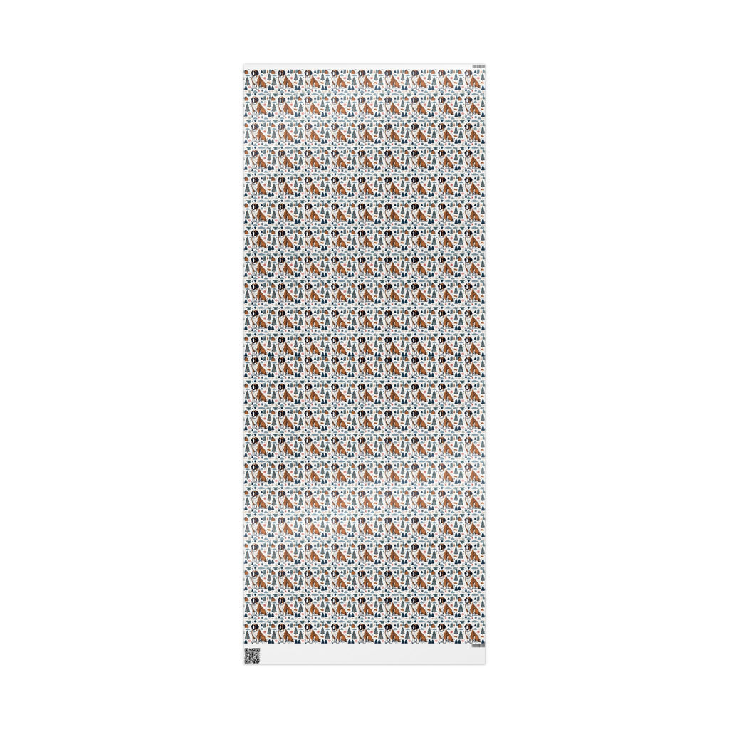 Wrapping Paper Roll — Festive Saint Bernard Pattern Holiday Gift Wrap