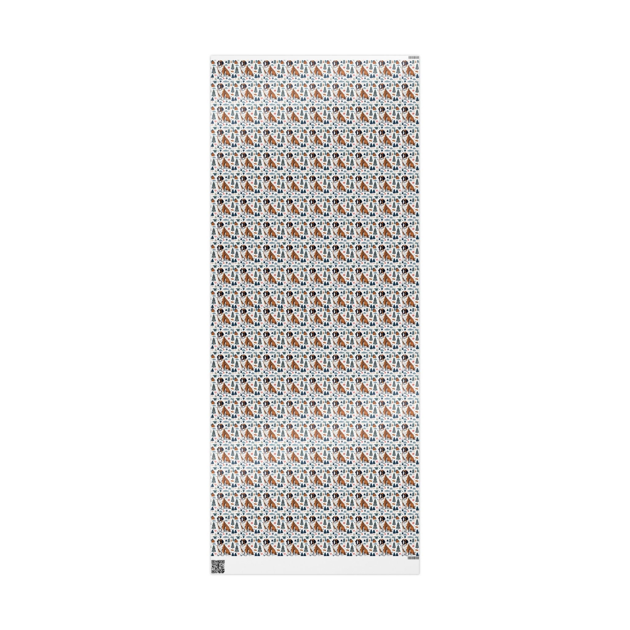 Wrapping Paper Roll — Festive Saint Bernard Pattern Holiday Gift Wrap
