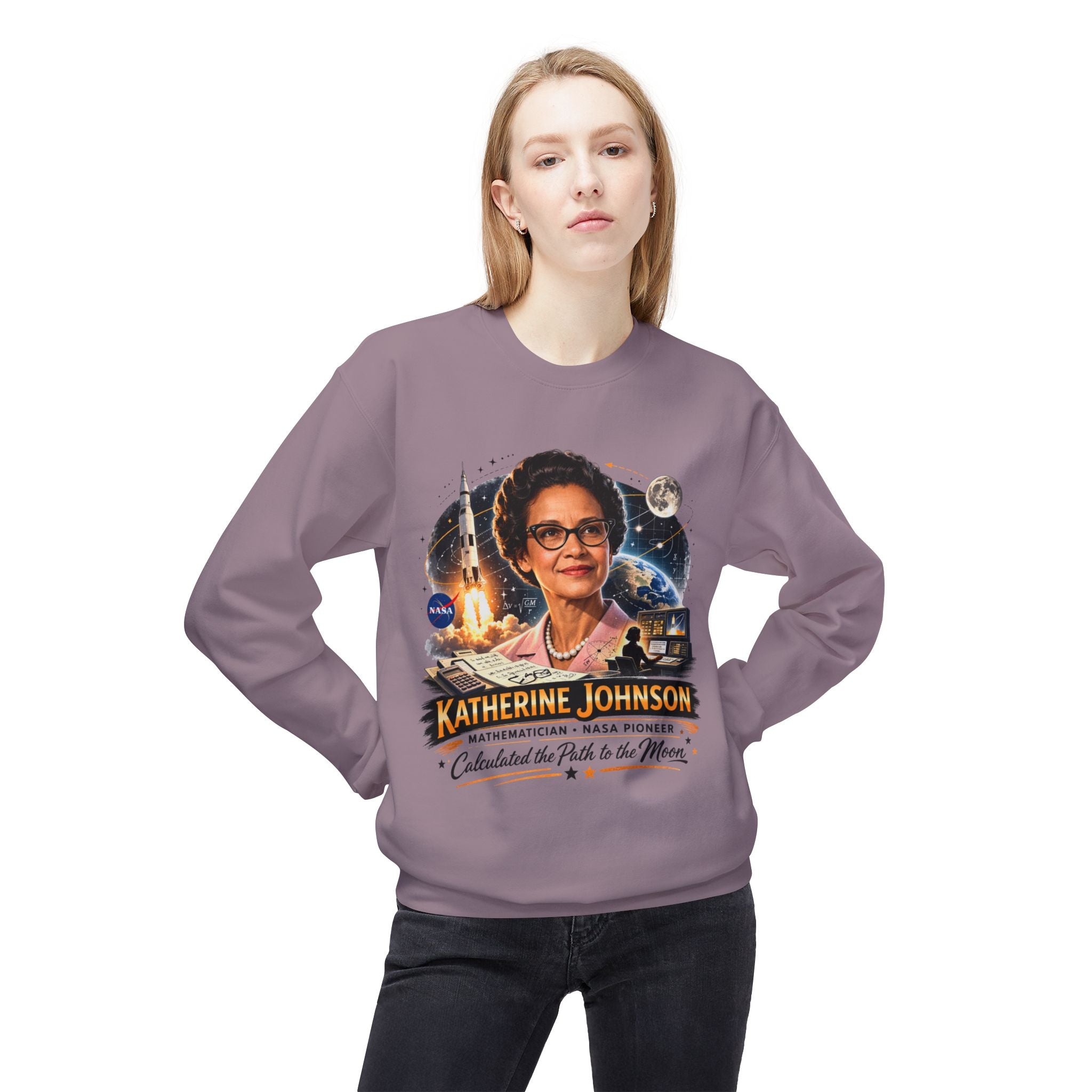 Katherine Johnson Tribute Sweatshirt — NASA Mathematician 'Calculated the Path to the Moon' Crewneck