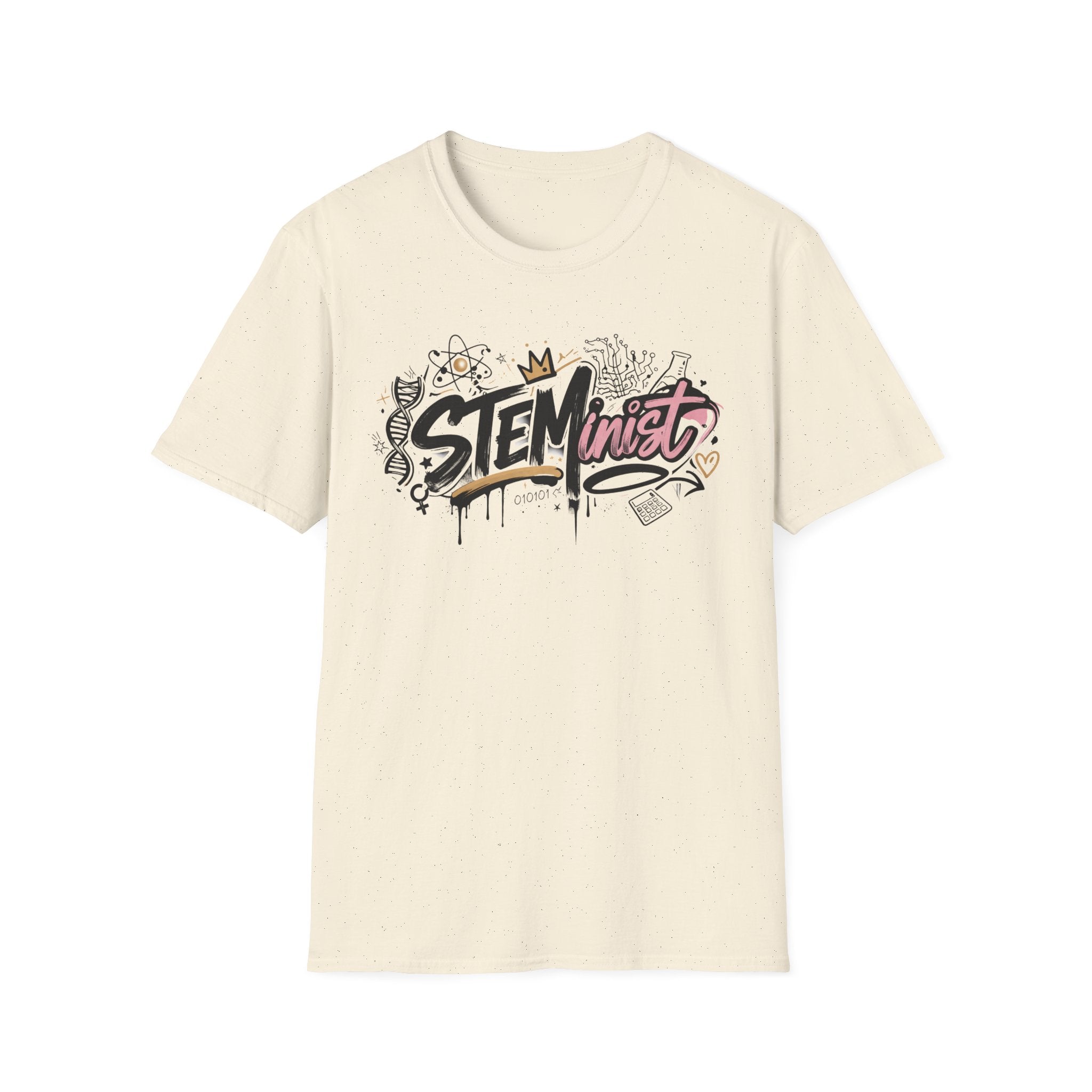 Adult STEMinist Graffiti T-Shirt — Feminist Science Design for Women in STEM