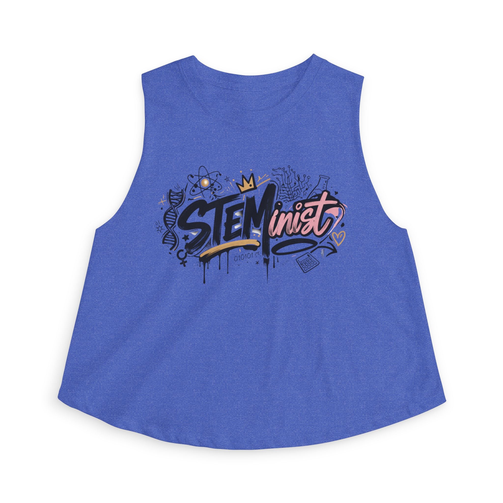 STEMinist Graffiti Women's Crop Top Feminist Science Graphic Tank for Girls, Engineers & STEM Students