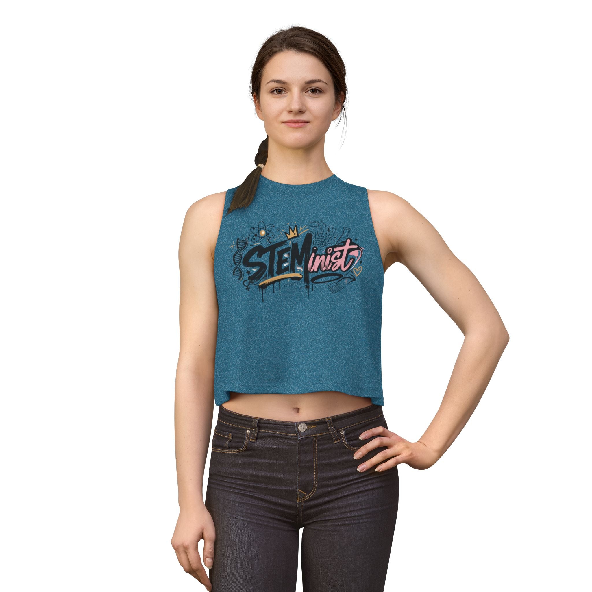 STEMinist Graffiti Women's Crop Top Feminist Science Graphic Tank for Girls, Engineers & STEM Students