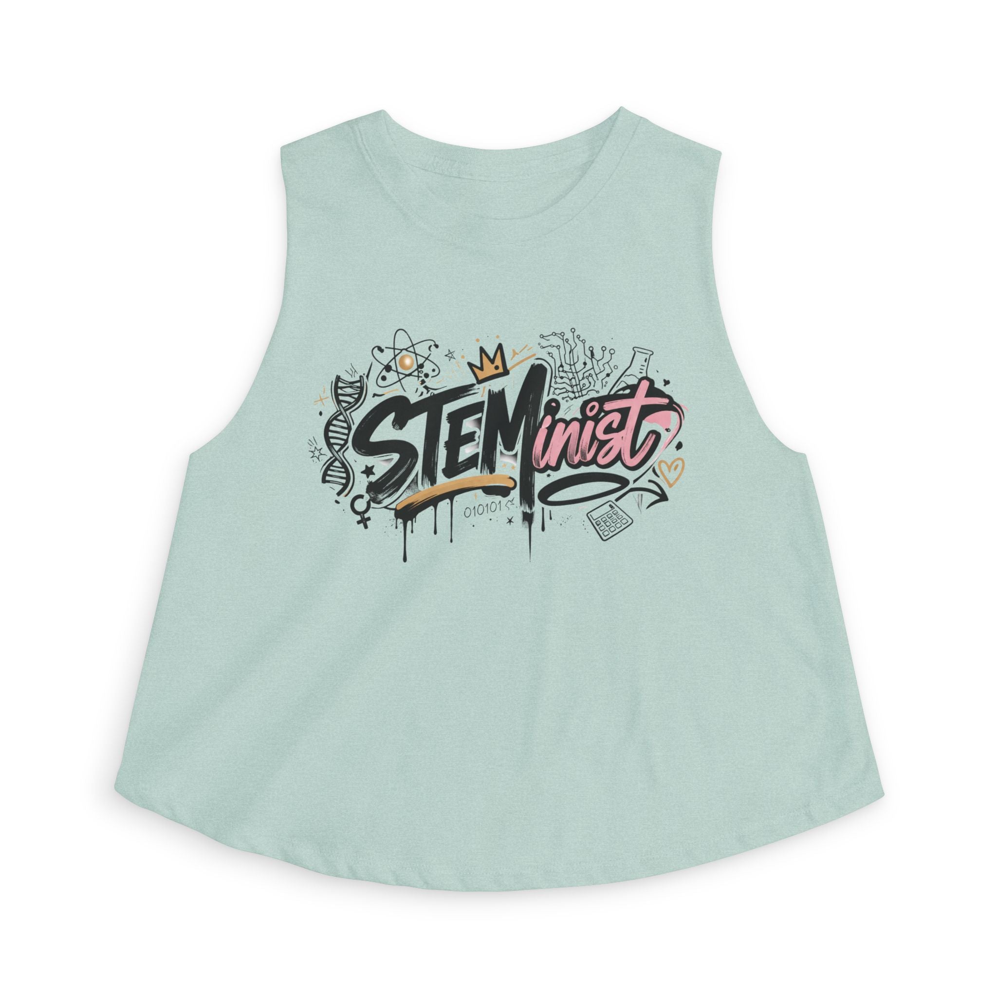 STEMinist Graffiti Women's Crop Top Feminist Science Graphic Tank for Girls, Engineers & STEM Students