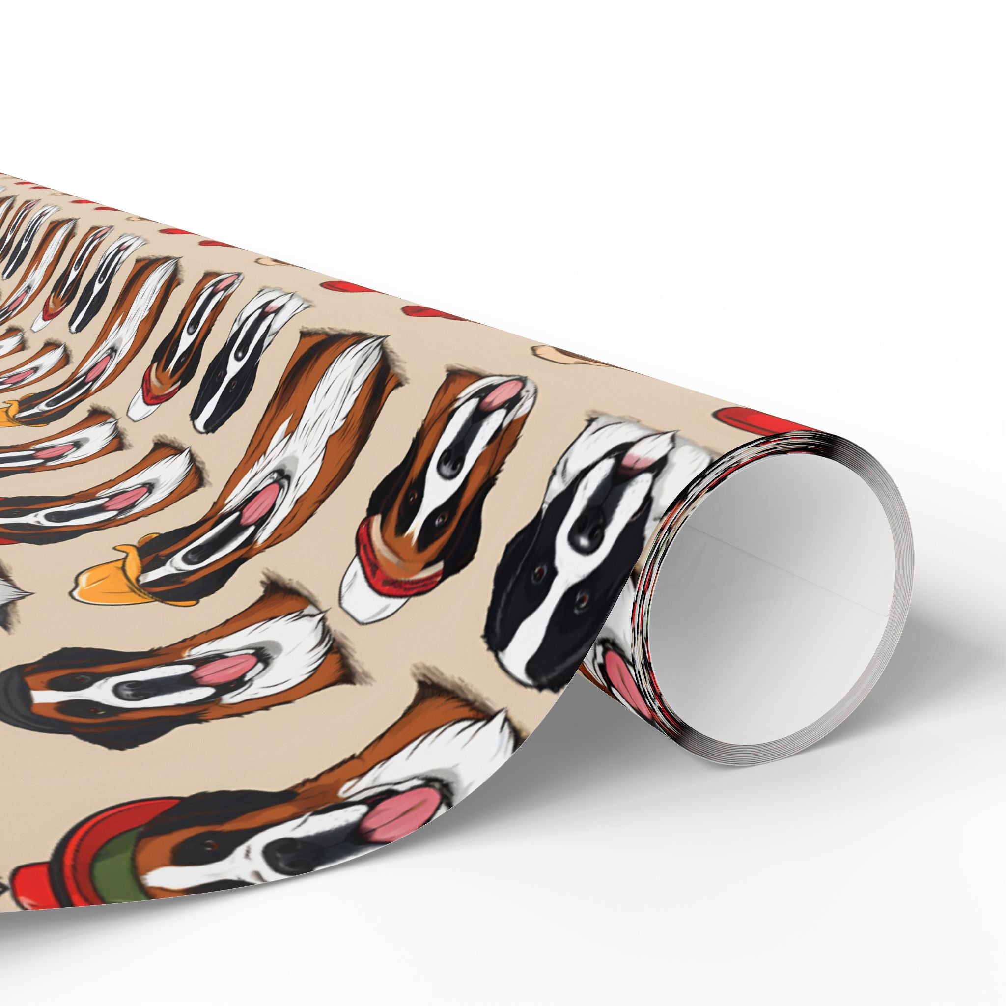 Saint Bernard Wrapping Paper Roll — Festive Saint Bernard Pattern Holiday Gift Wrap
