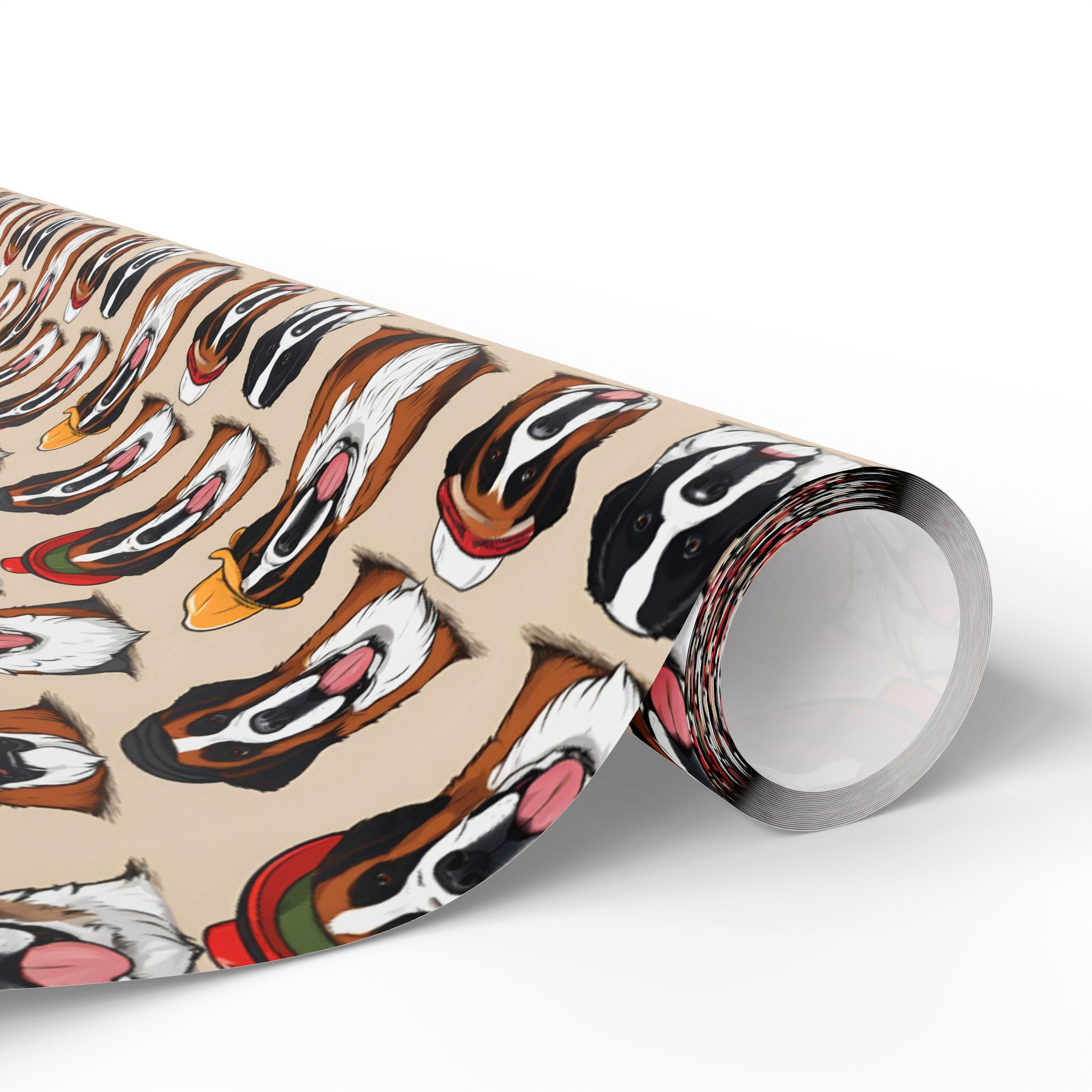 Saint Bernard Wrapping Paper Roll — Festive Saint Bernard Pattern Holiday Gift Wrap