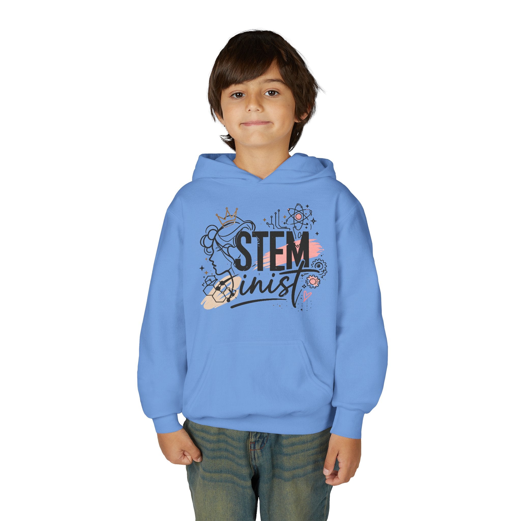 Youth STEMinist Crown Hoodie — Girls Science, Engineering, Math Empowerment Sweatshirt