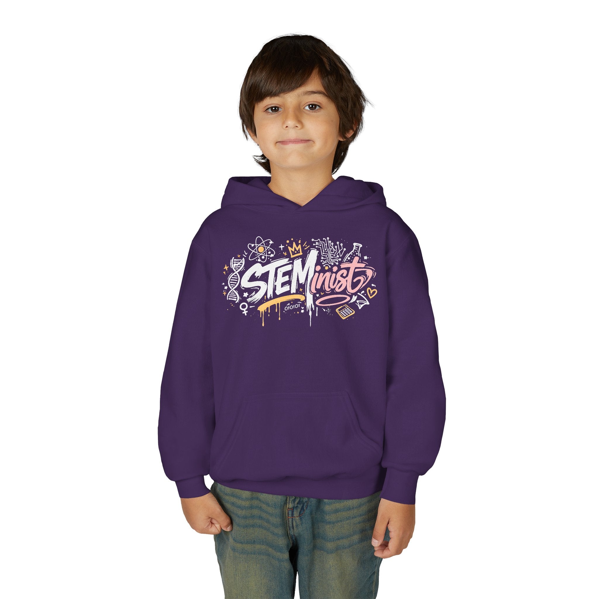 Youth STEMinist Graftti Hoodie — Girls Science, Engineering, Math Empowerment Sweatshirt