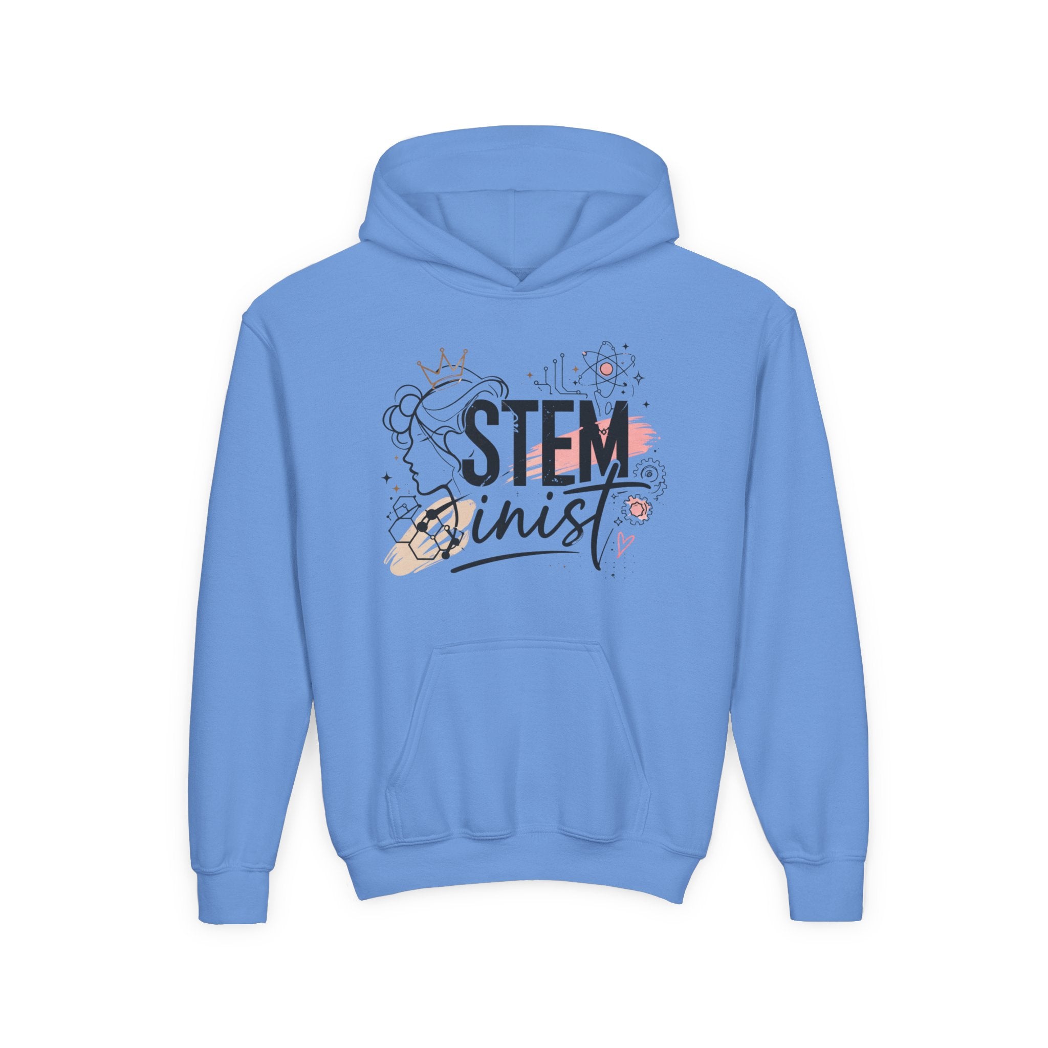 Youth STEMinist Crown Hoodie — Girls Science, Engineering, Math Empowerment Sweatshirt
