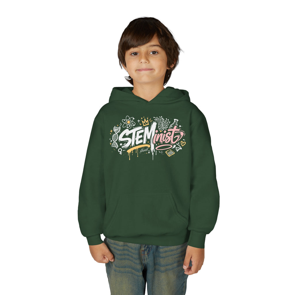 Youth STEMinist Graftti Hoodie — Girls Science, Engineering, Math Empowerment Sweatshirt