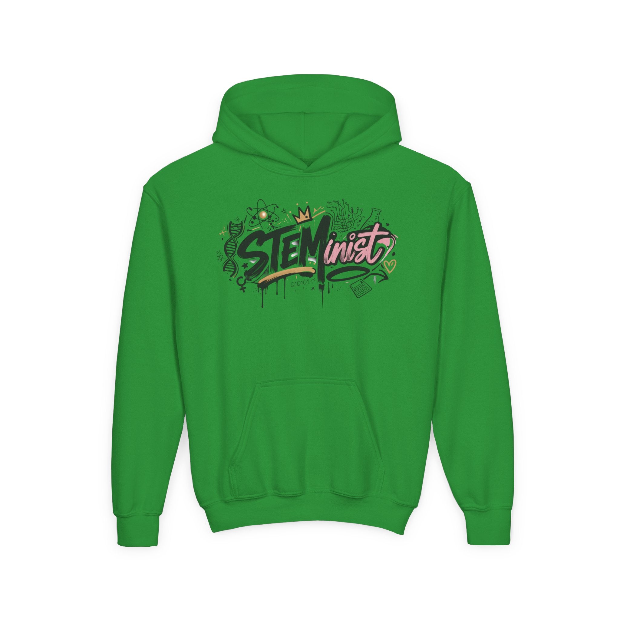 Youth STEMinist Graftti Hoodie — Girls Science, Engineering, Math Empowerment Sweatshirt