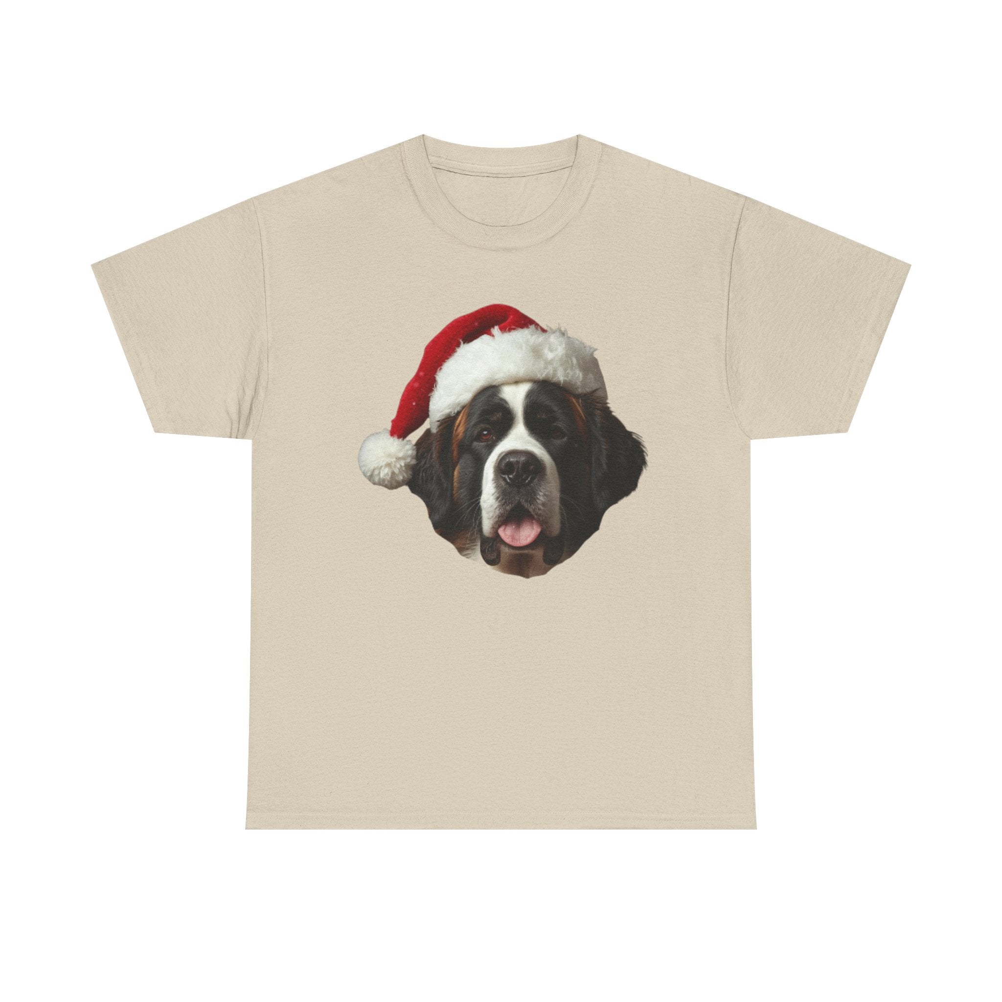 Saint Bernard Christmas Tee – Festive Dog with Santa Hat Holiday T-Shirt