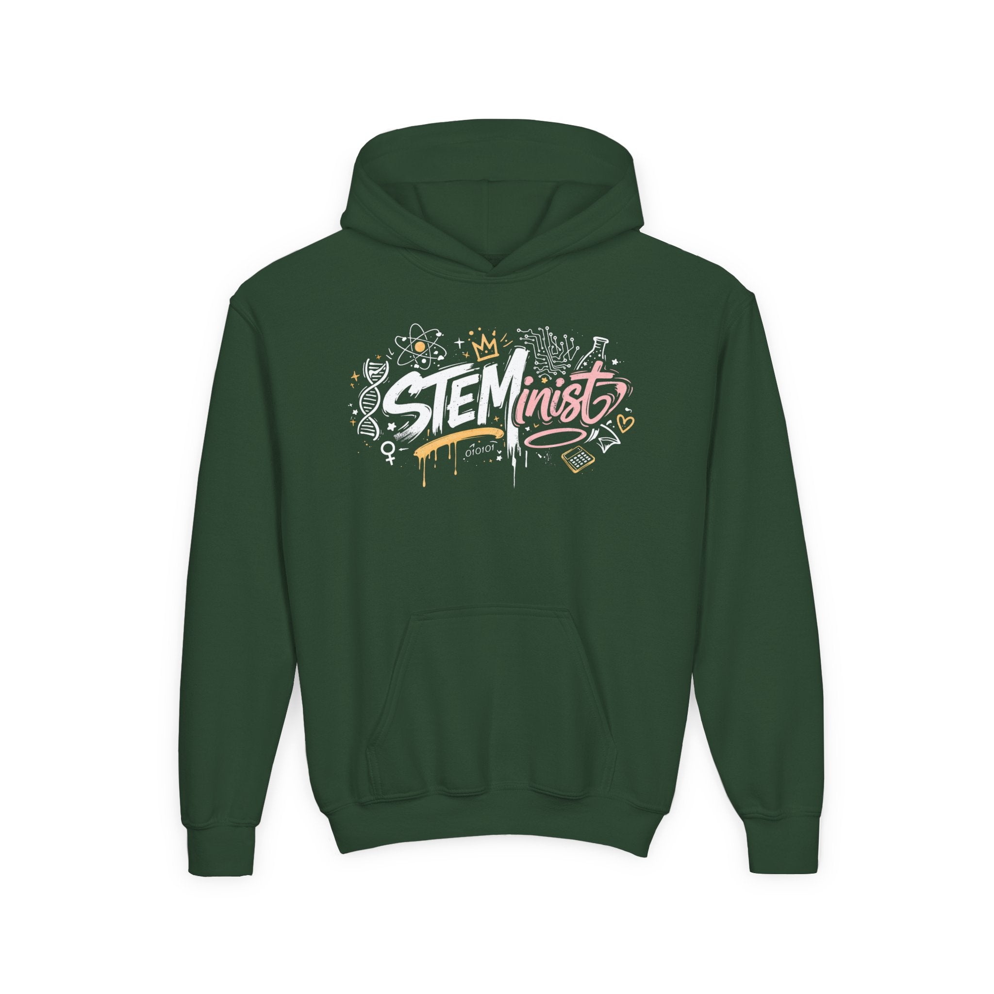 Youth STEMinist Graftti Hoodie — Girls Science, Engineering, Math Empowerment Sweatshirt