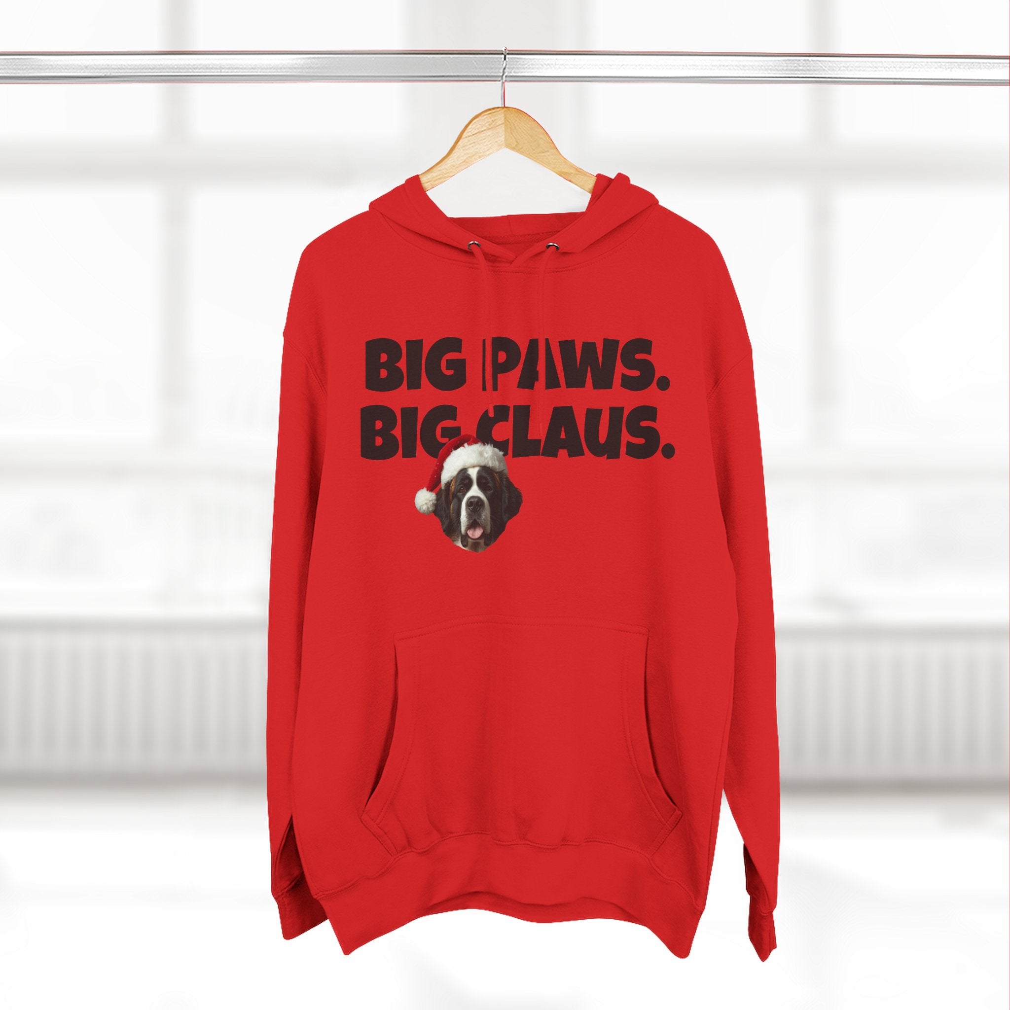 Big Paws, Big Claus St. Bernard Christmas Hoodie