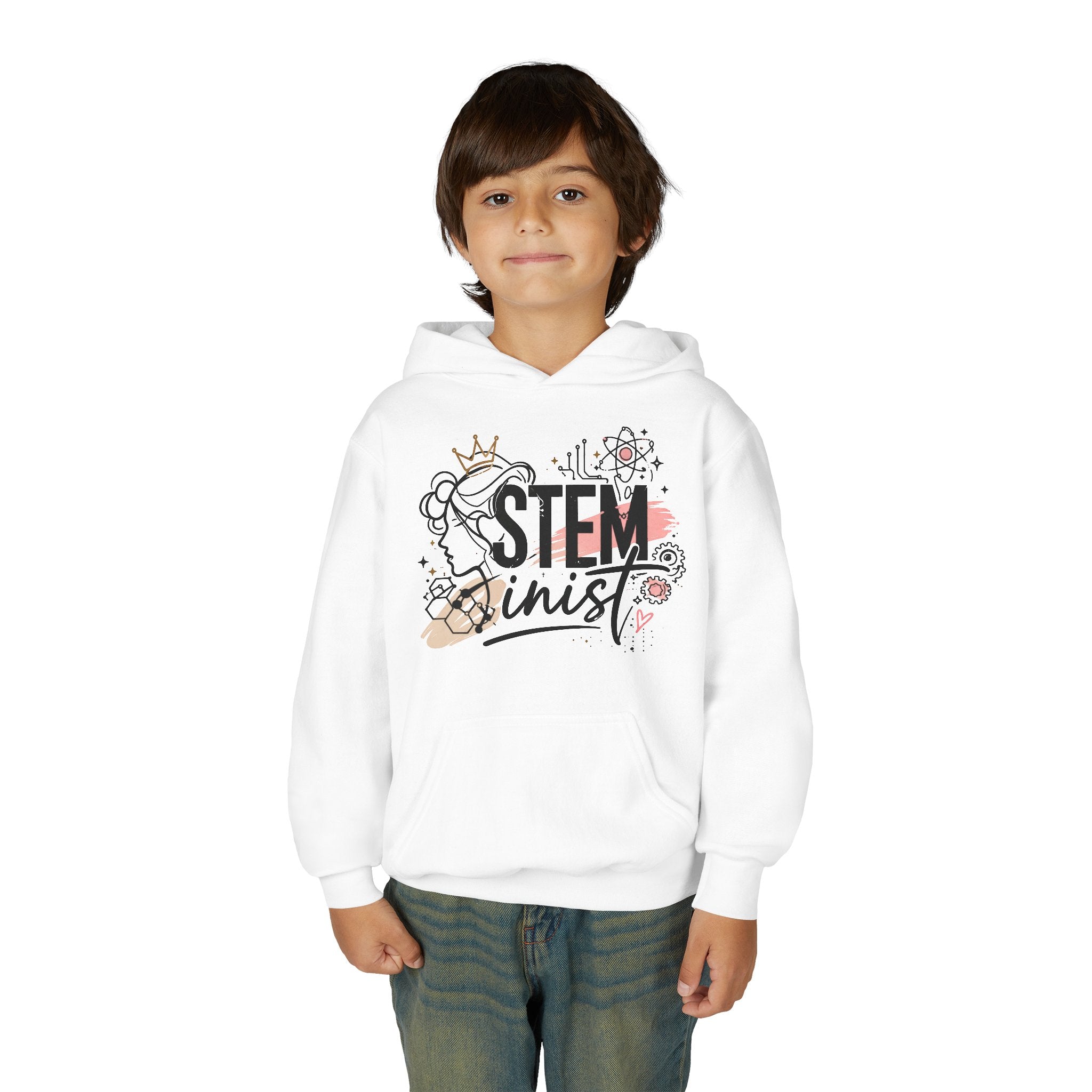Youth STEMinist Crown Hoodie — Girls Science, Engineering, Math Empowerment Sweatshirt
