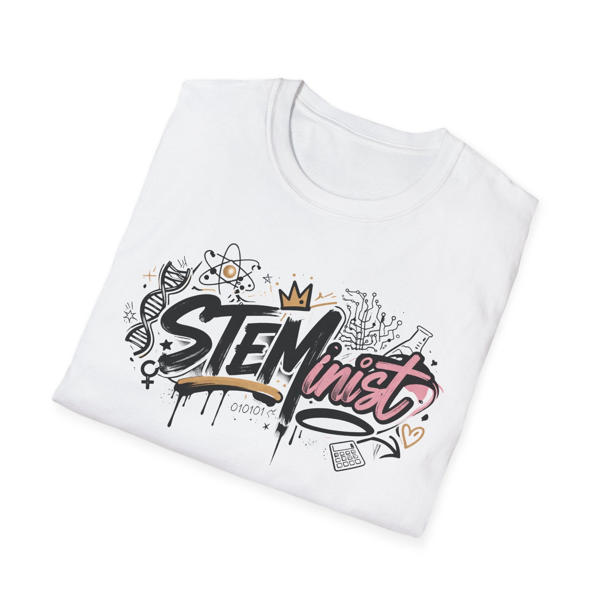 Adult STEMinist Graffiti T-Shirt — Feminist Science Design for Women in STEM